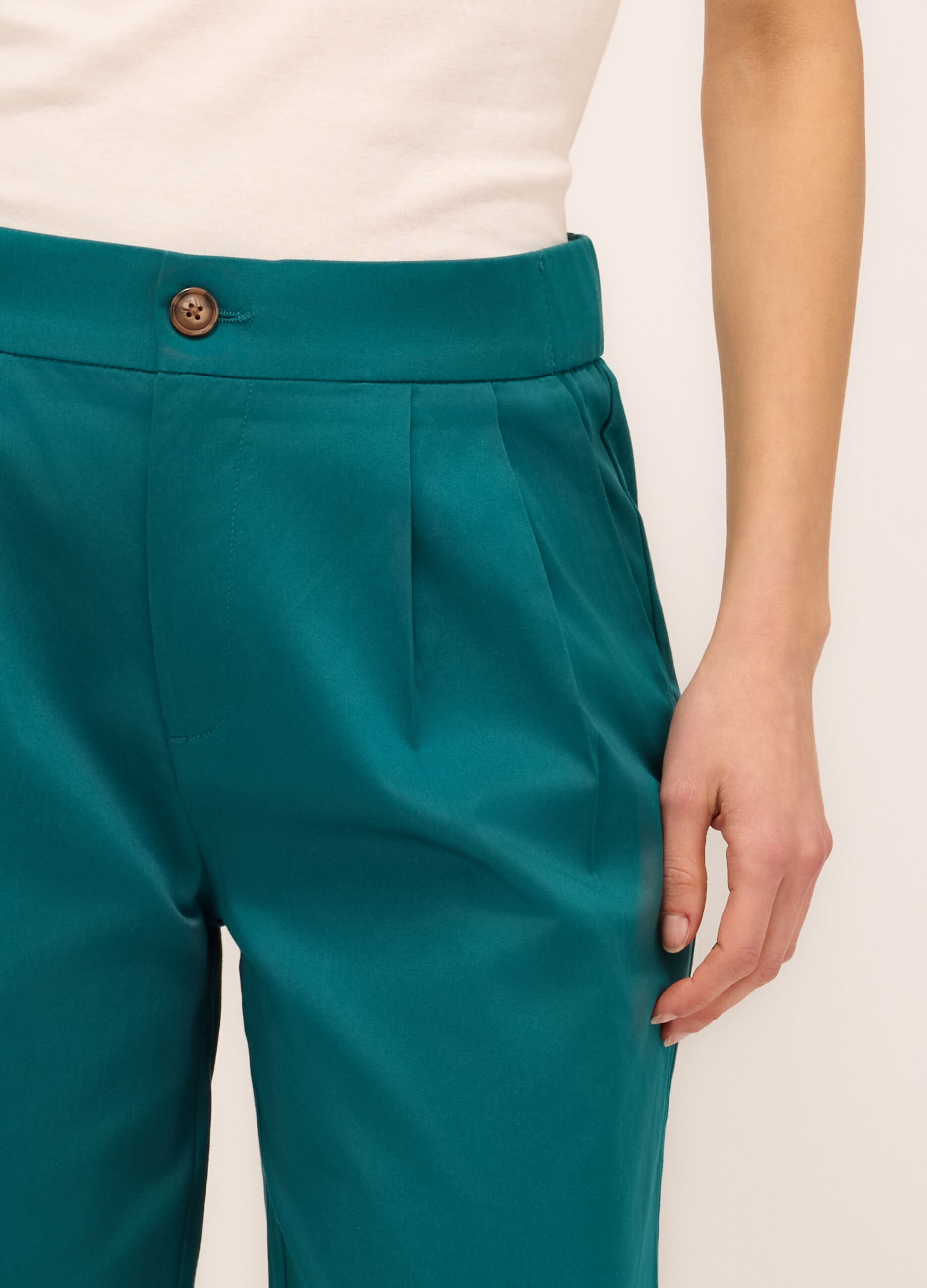 Shorts in raso di cotone stretch donna_2