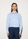 Camicia over fit colletto alla francese in popeline di puro cotone donna_1