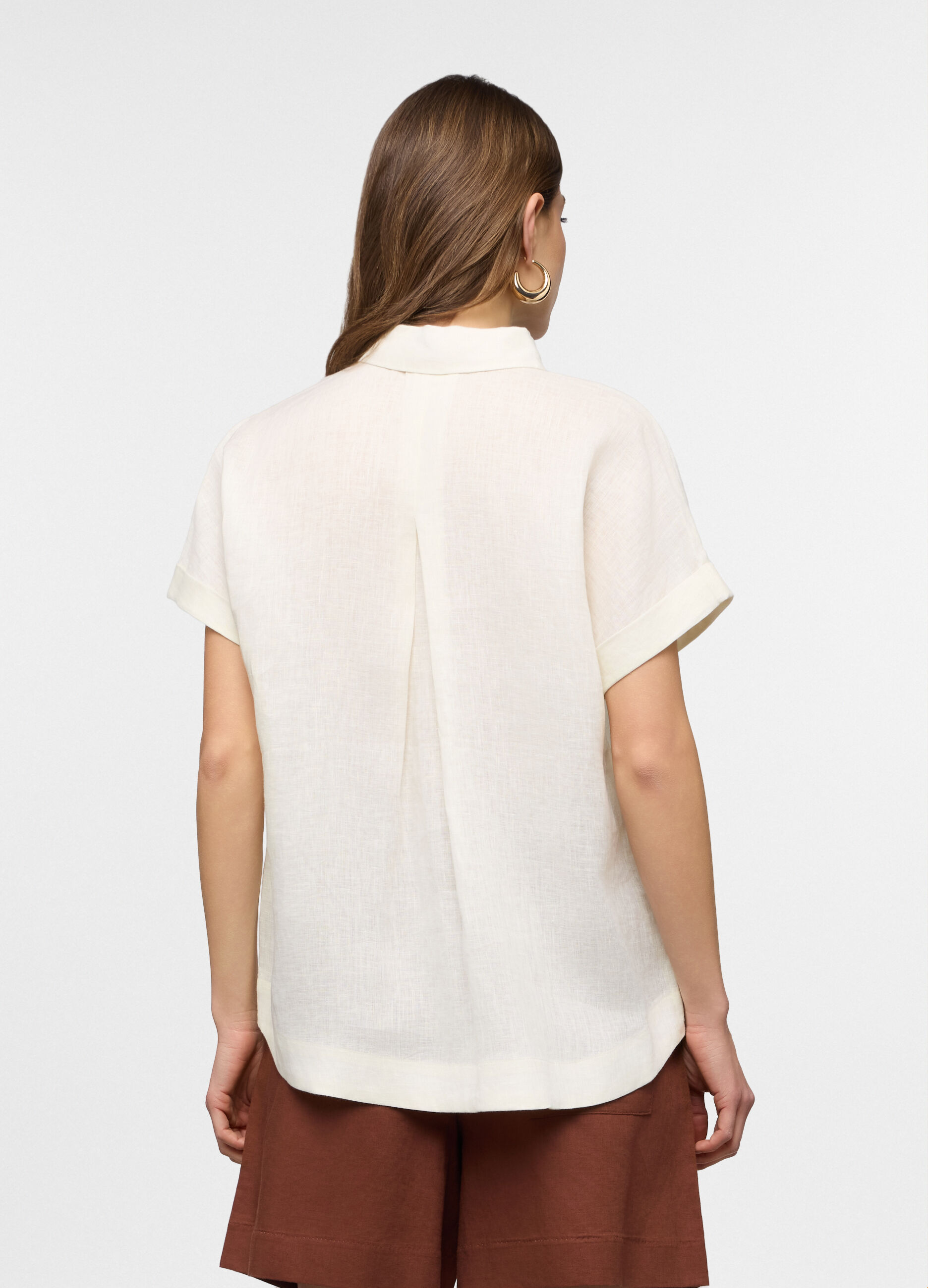 Camicia Fit Regular con colletto alla francese in puro lino donna_1