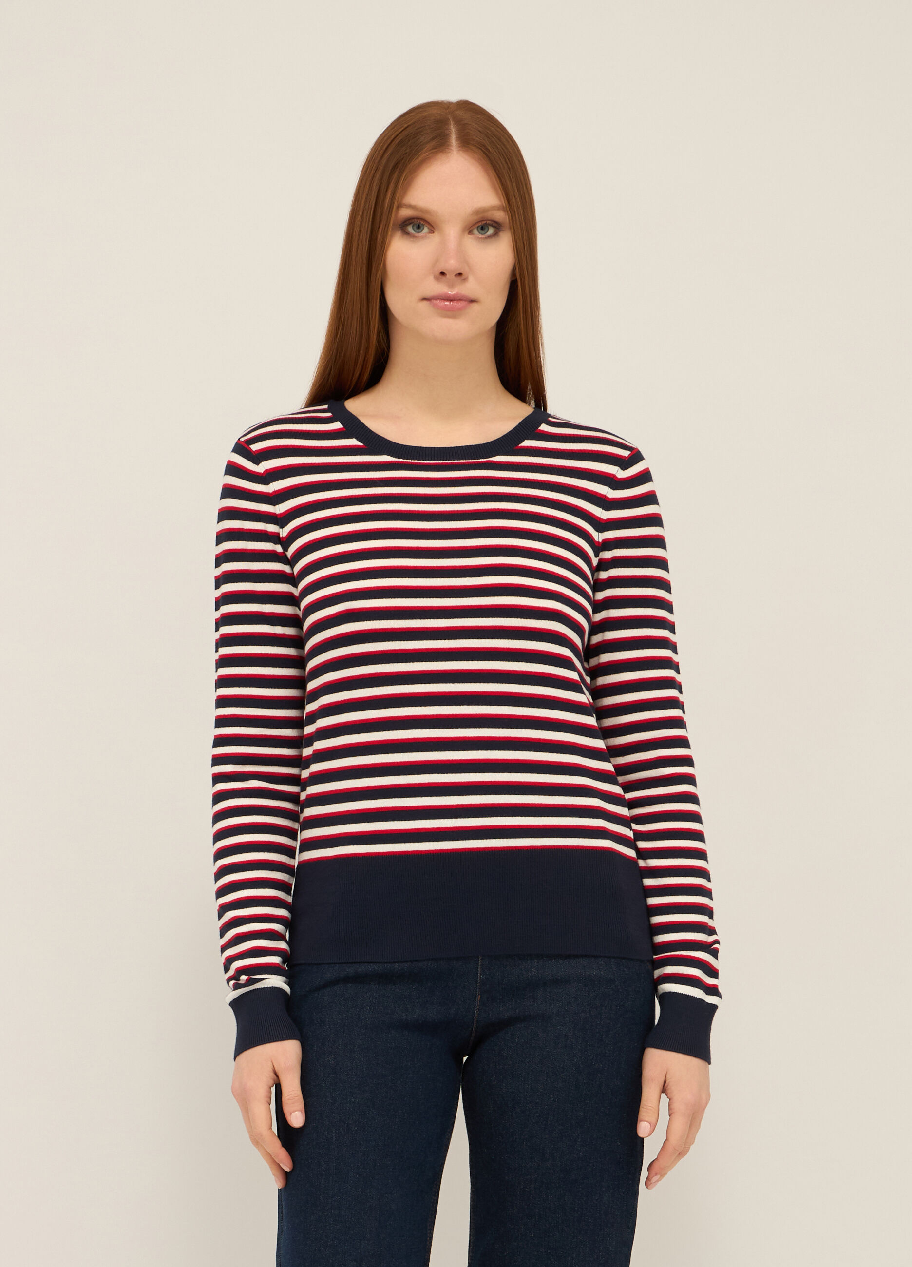 T-shirt misto viscosa con motivo a righe donna_0