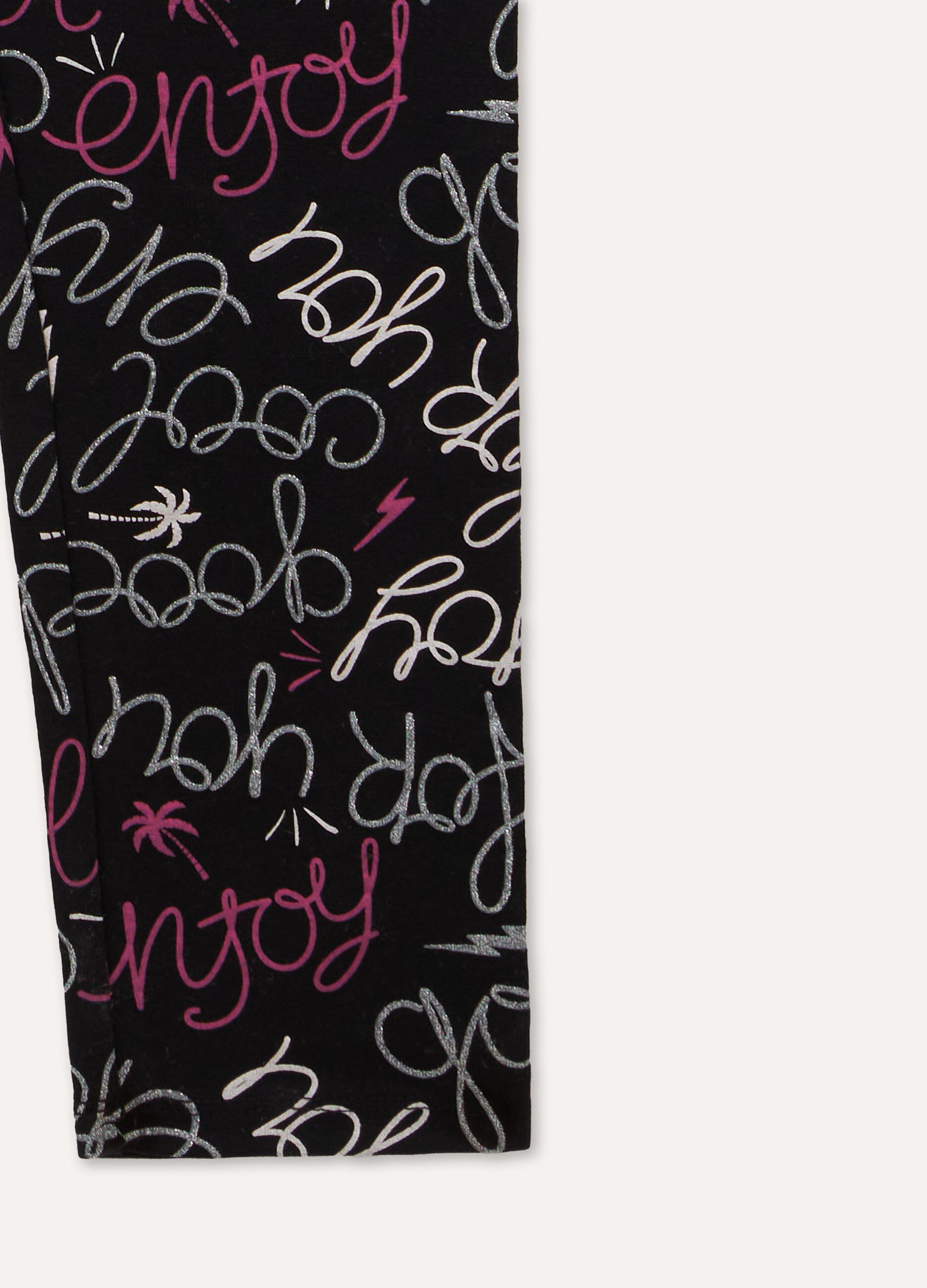 Leggings in cotone stretch con stampa ragazza_1