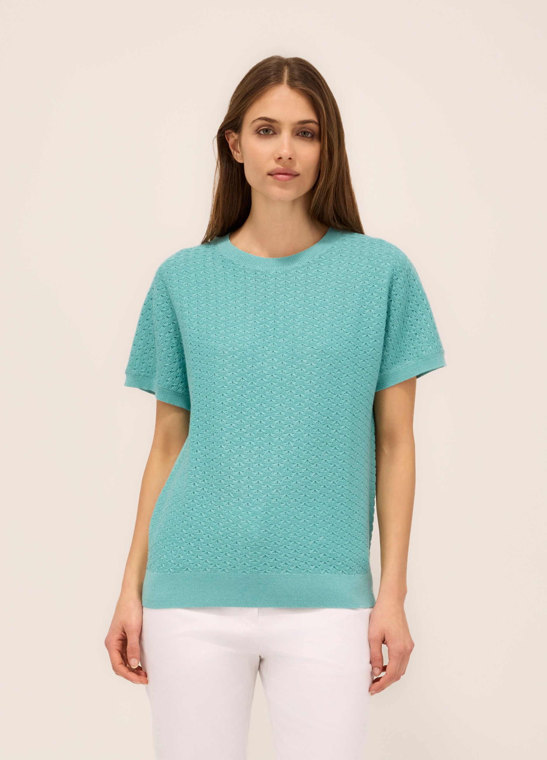 Maglia tricot a maniche corte donna_0