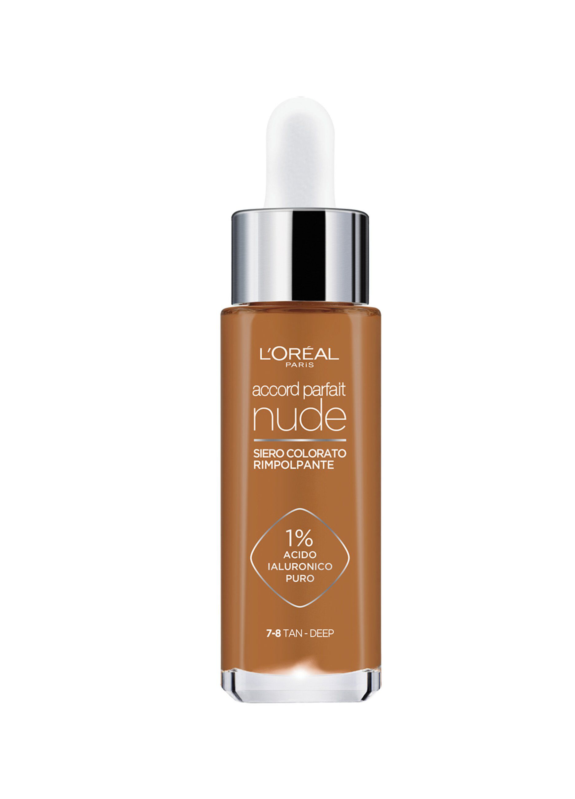 L’Oréal Paris Siero colorato Accord Parfait Nude, Per pelle rimpolpata e levigata, Finish naturale, 7-8 Tan-Deep.