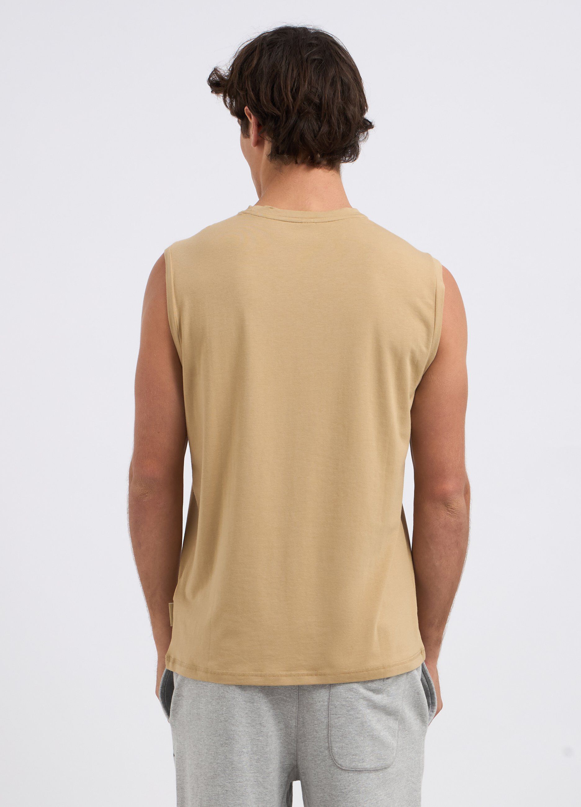 T-shirt smanicata in cotone misto modal uomo_1