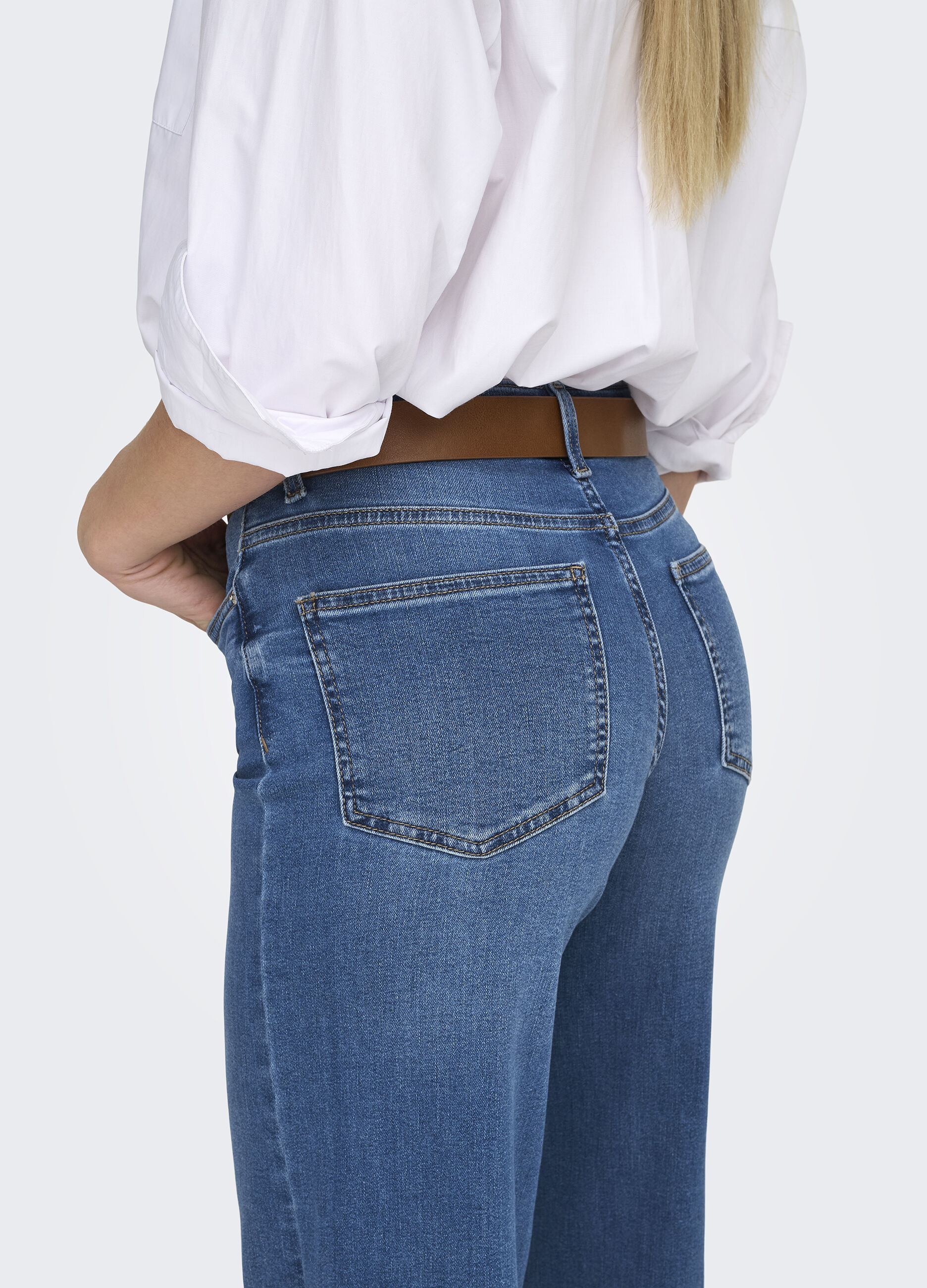 Pantaloni wide leg in denim donna_4