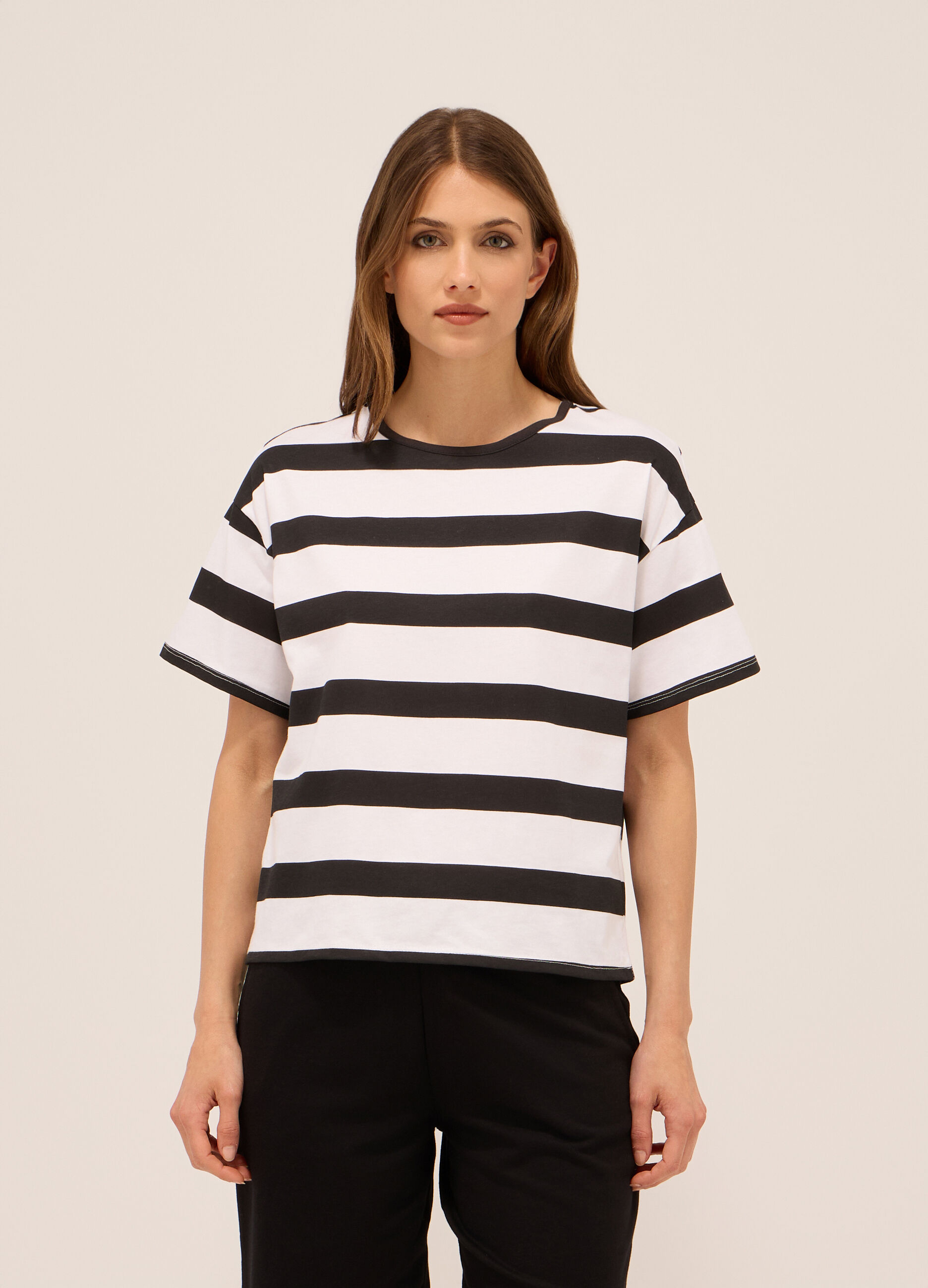 T-shirt in jersey di puro cotone donna_0