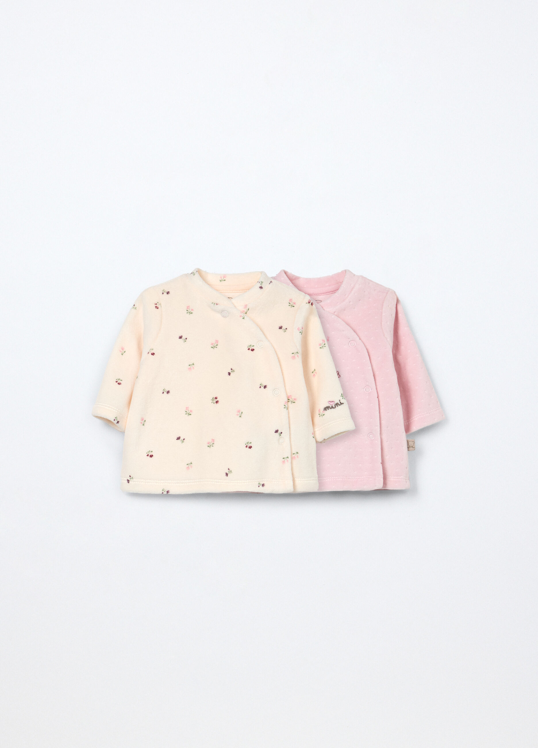 Pack 2 t-shirt in misto cotone velour neonata_0