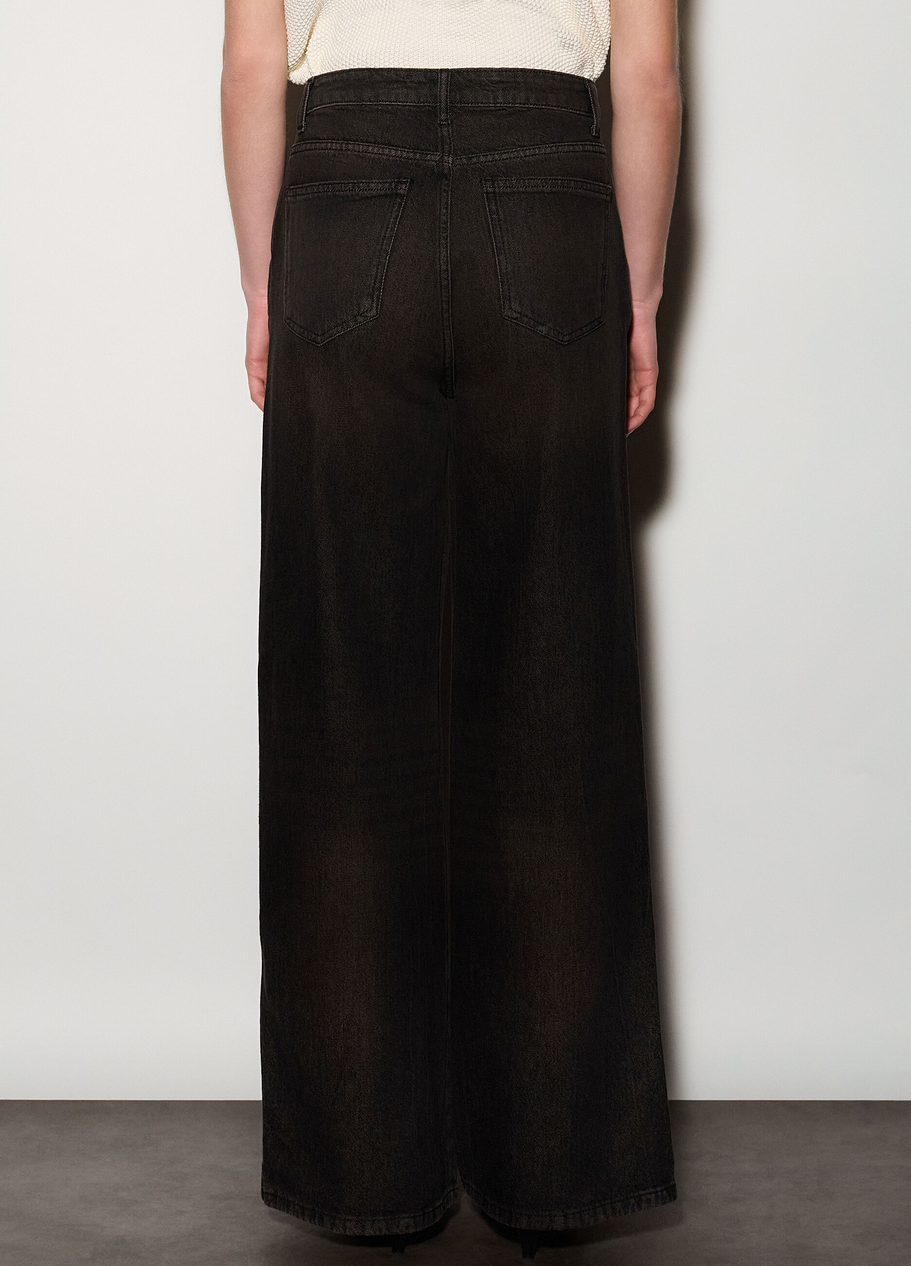 Pantaloni wide leg in denim donna_2