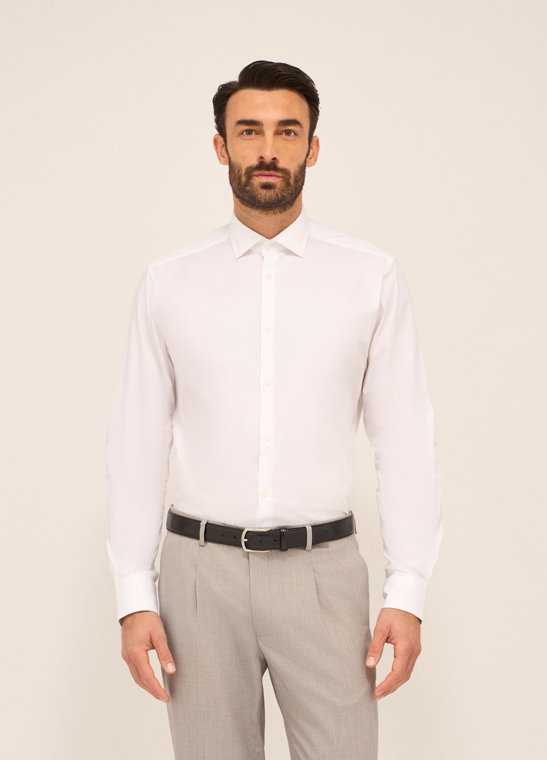 Camicia regular fit in cotone stretch uomo_0