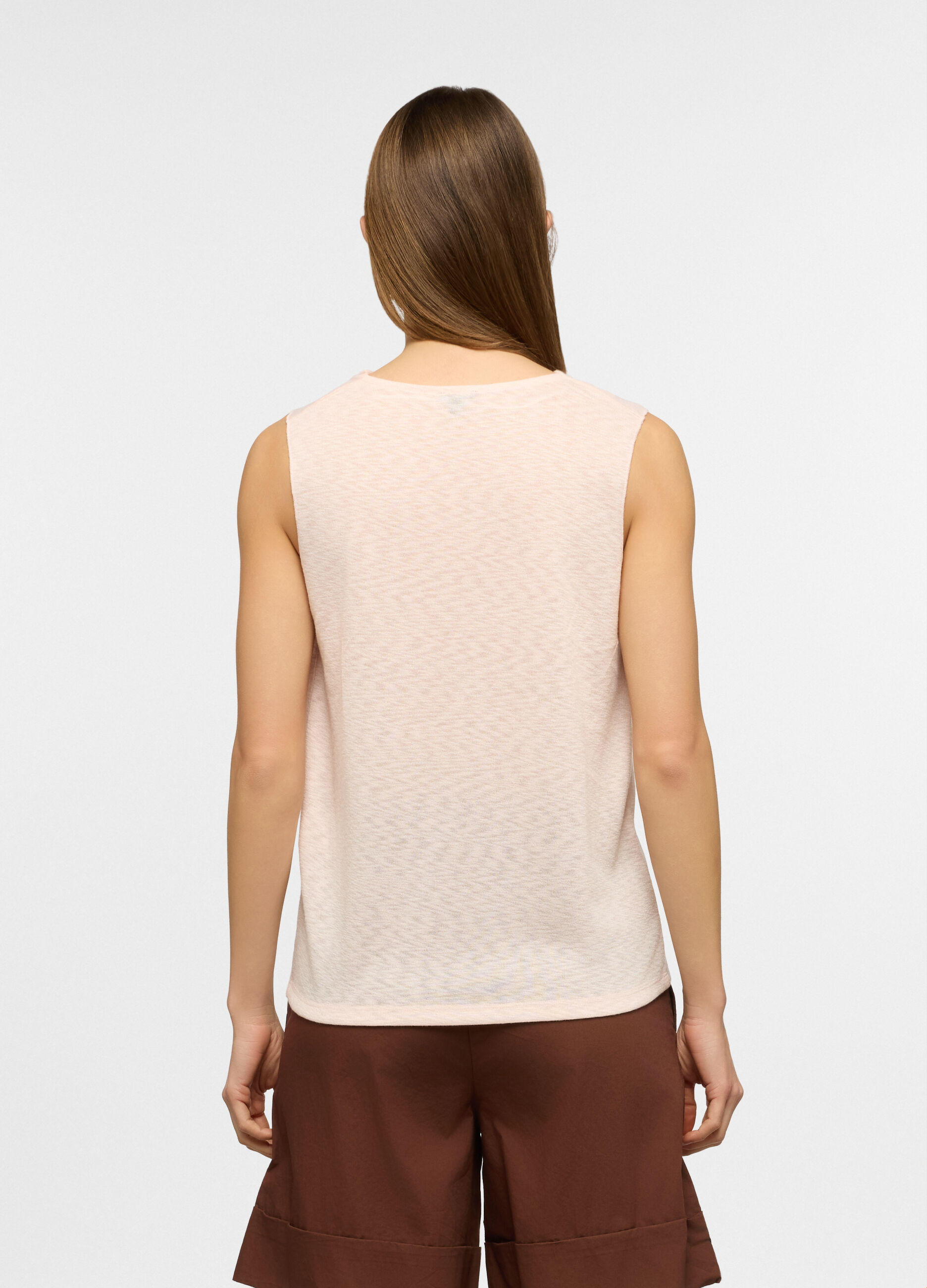 Canotta fitted con collo arricciato donna_1