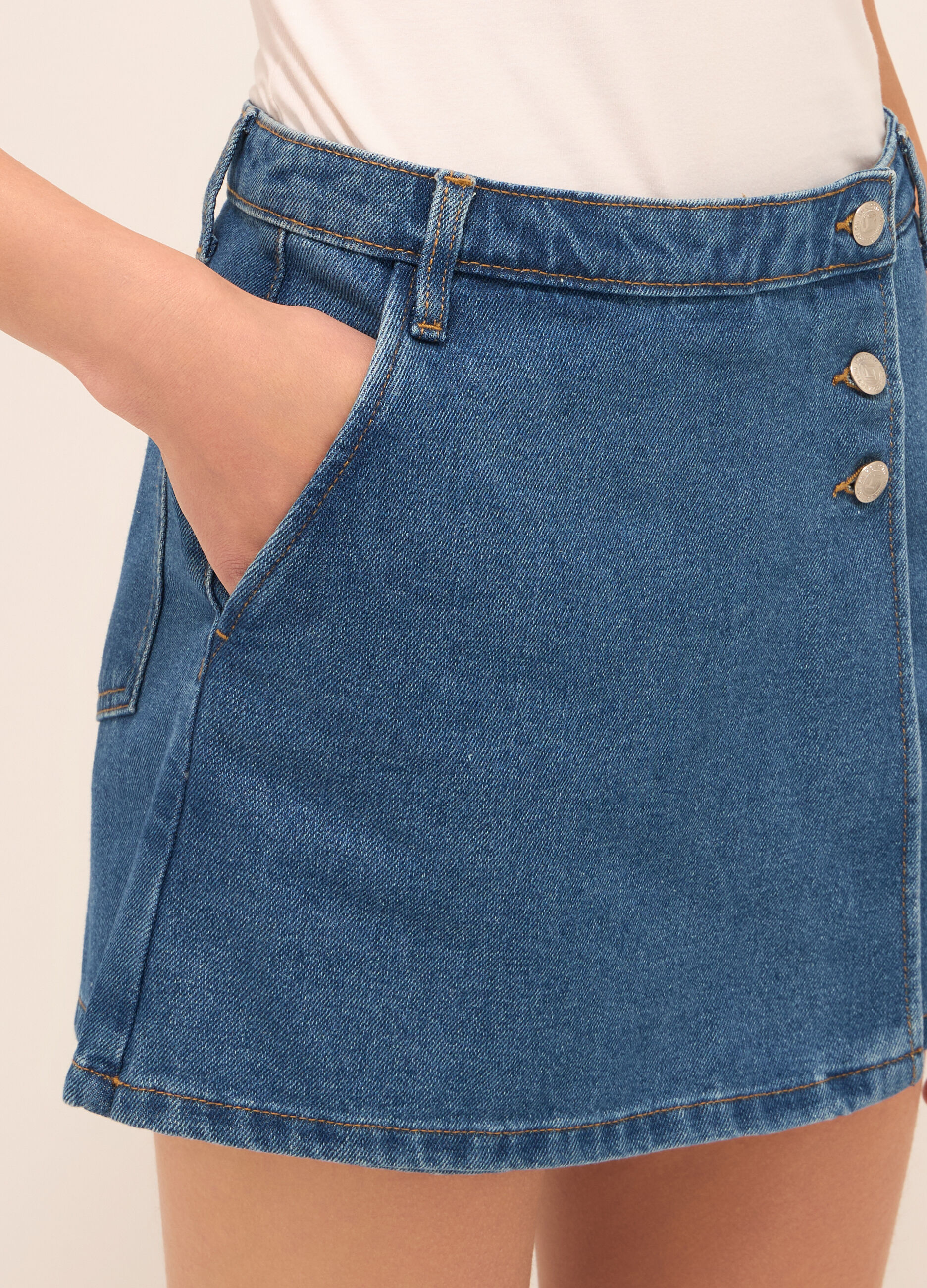 Gonna pantalone in denim misto cotone donna