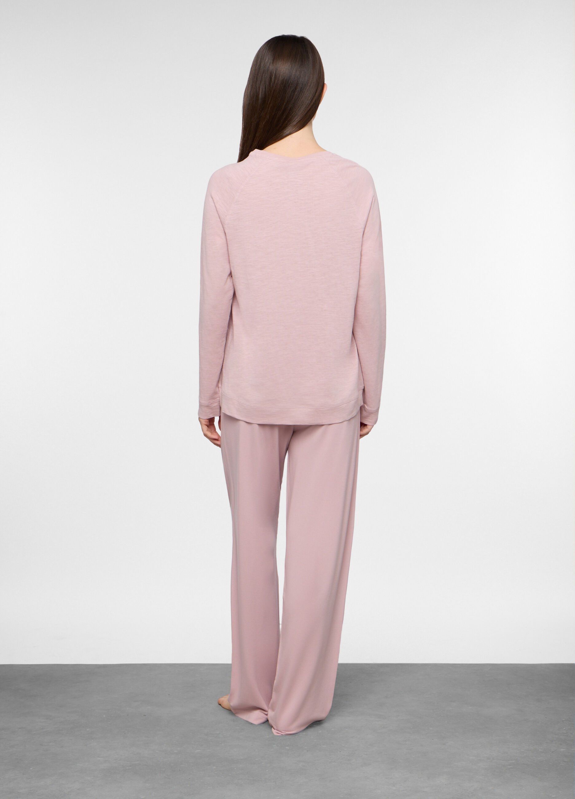 Set pigiama lungo in jersey slub di puro cotone donna_1