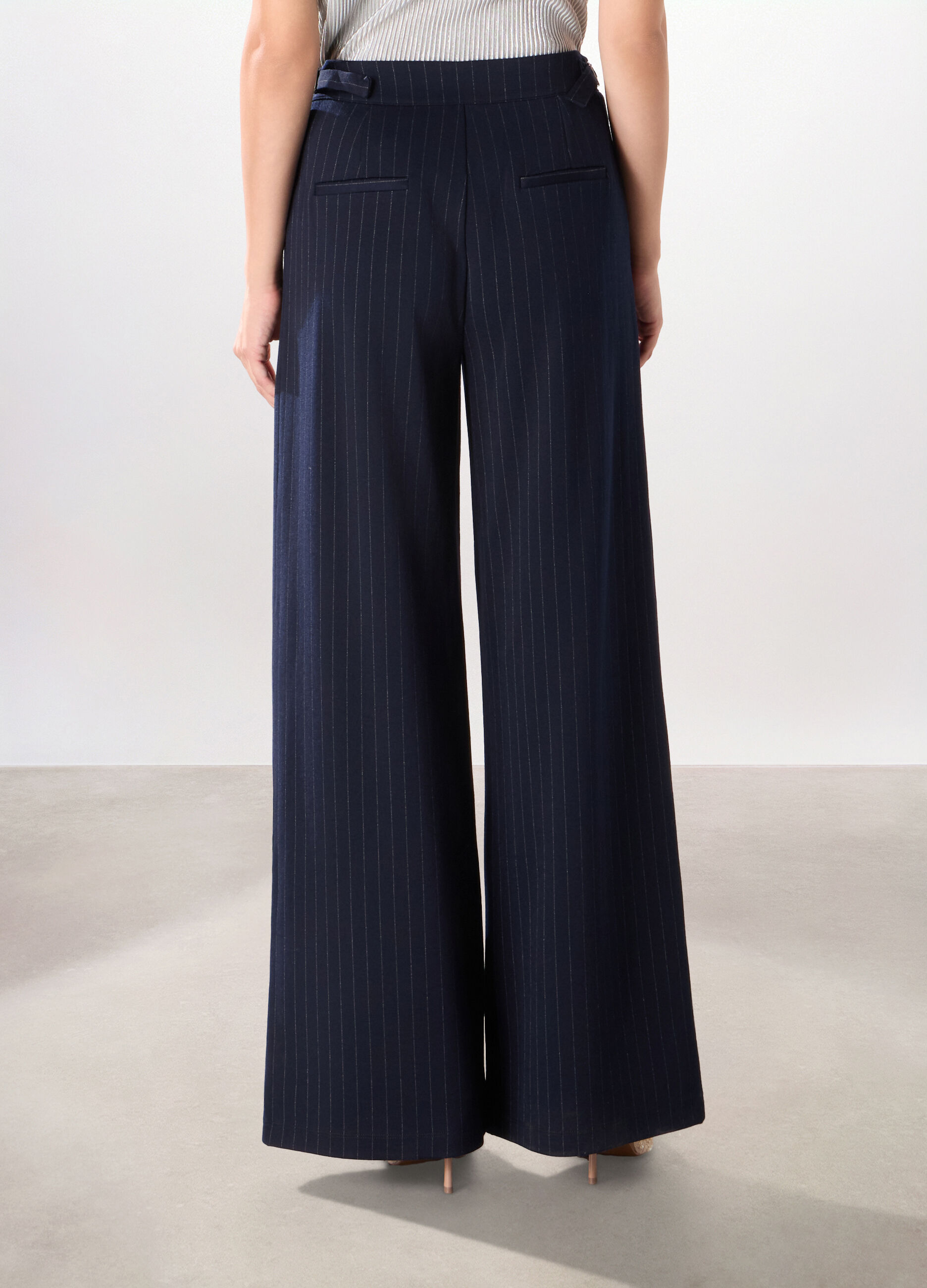 Pantaloni gessati misto viscosa donna_1