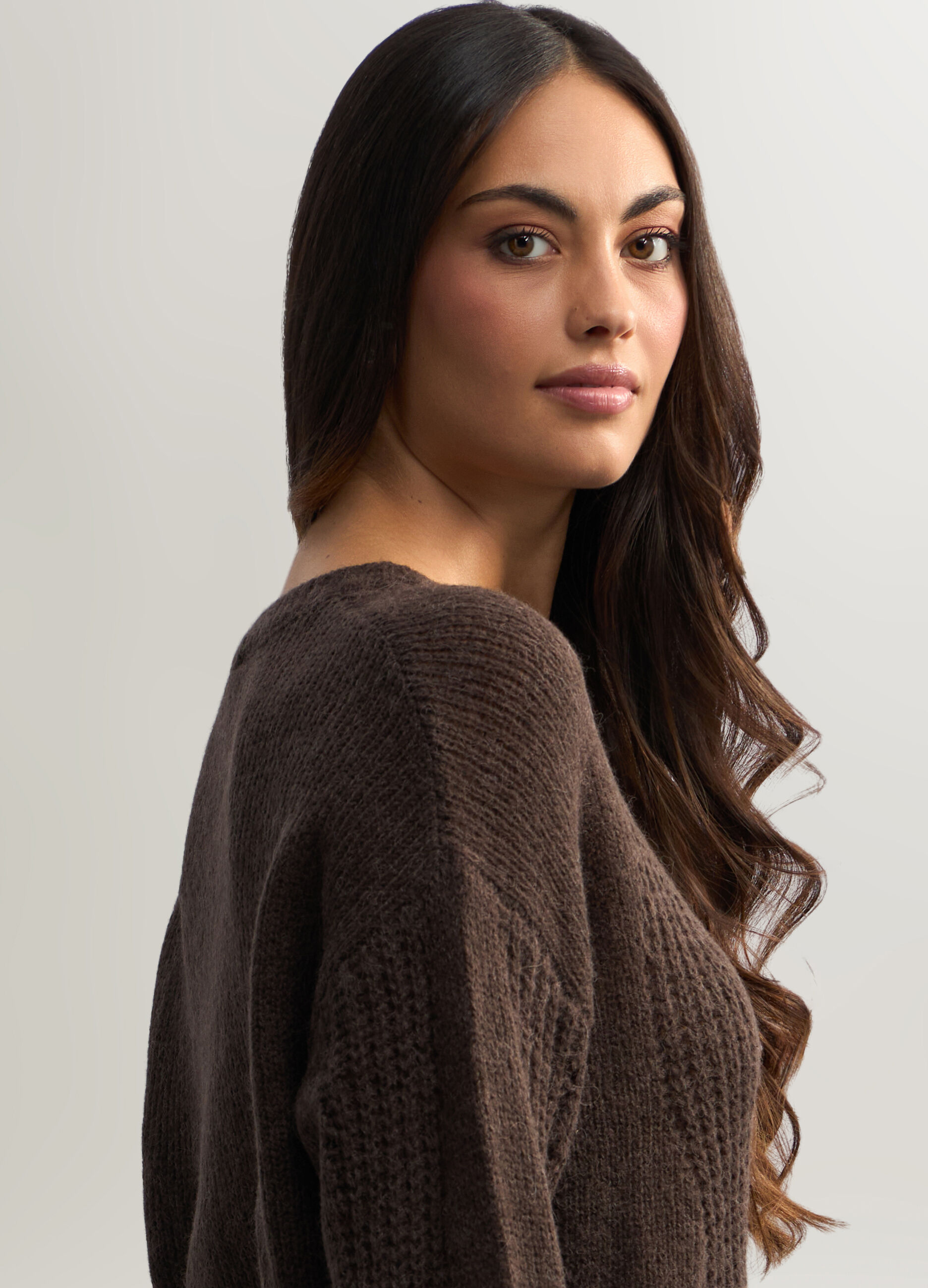 Pullover girocollo misto lana di Alpaca donna_2