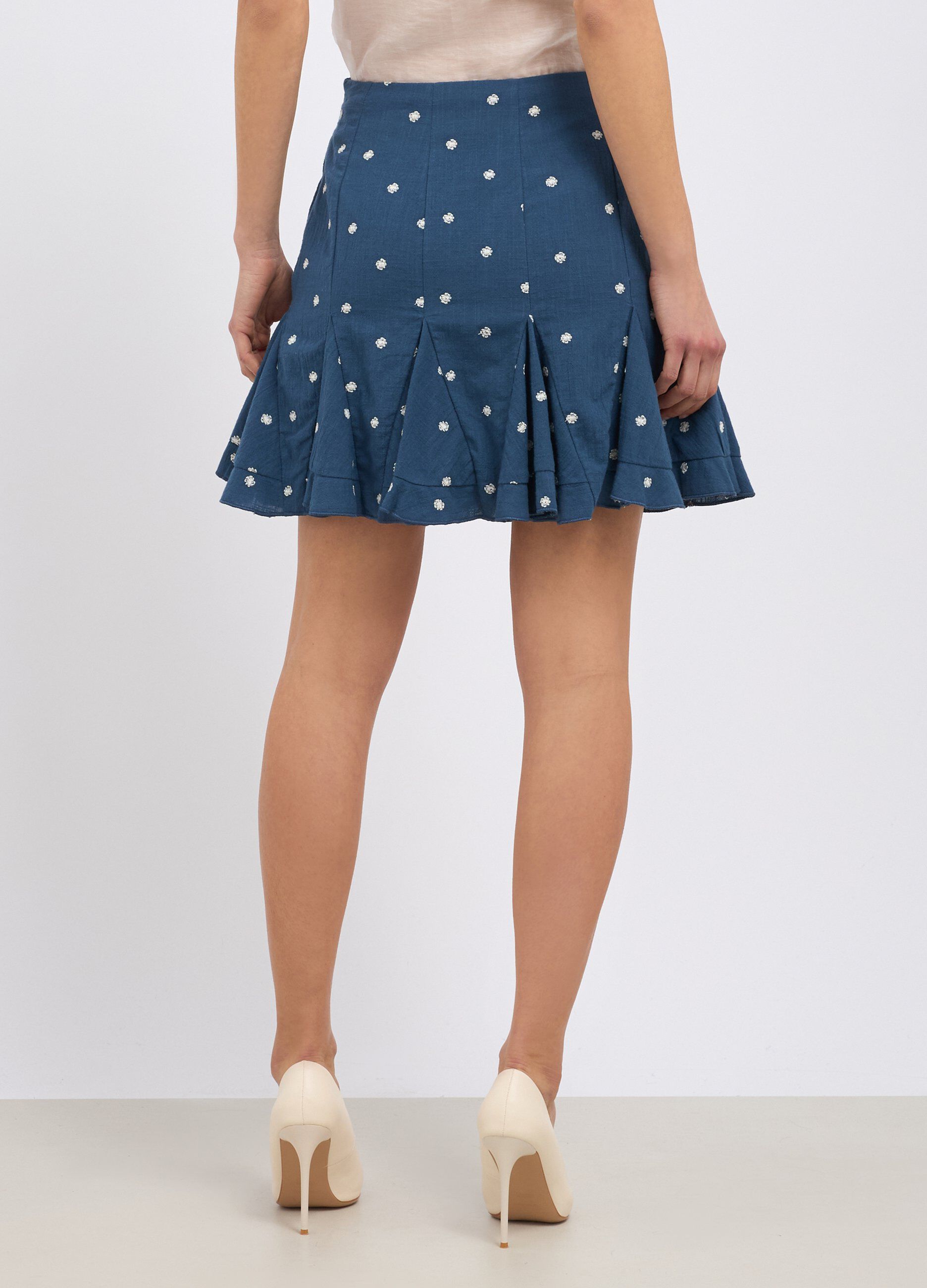 Minigonna in puro cotone con ricami donna_1