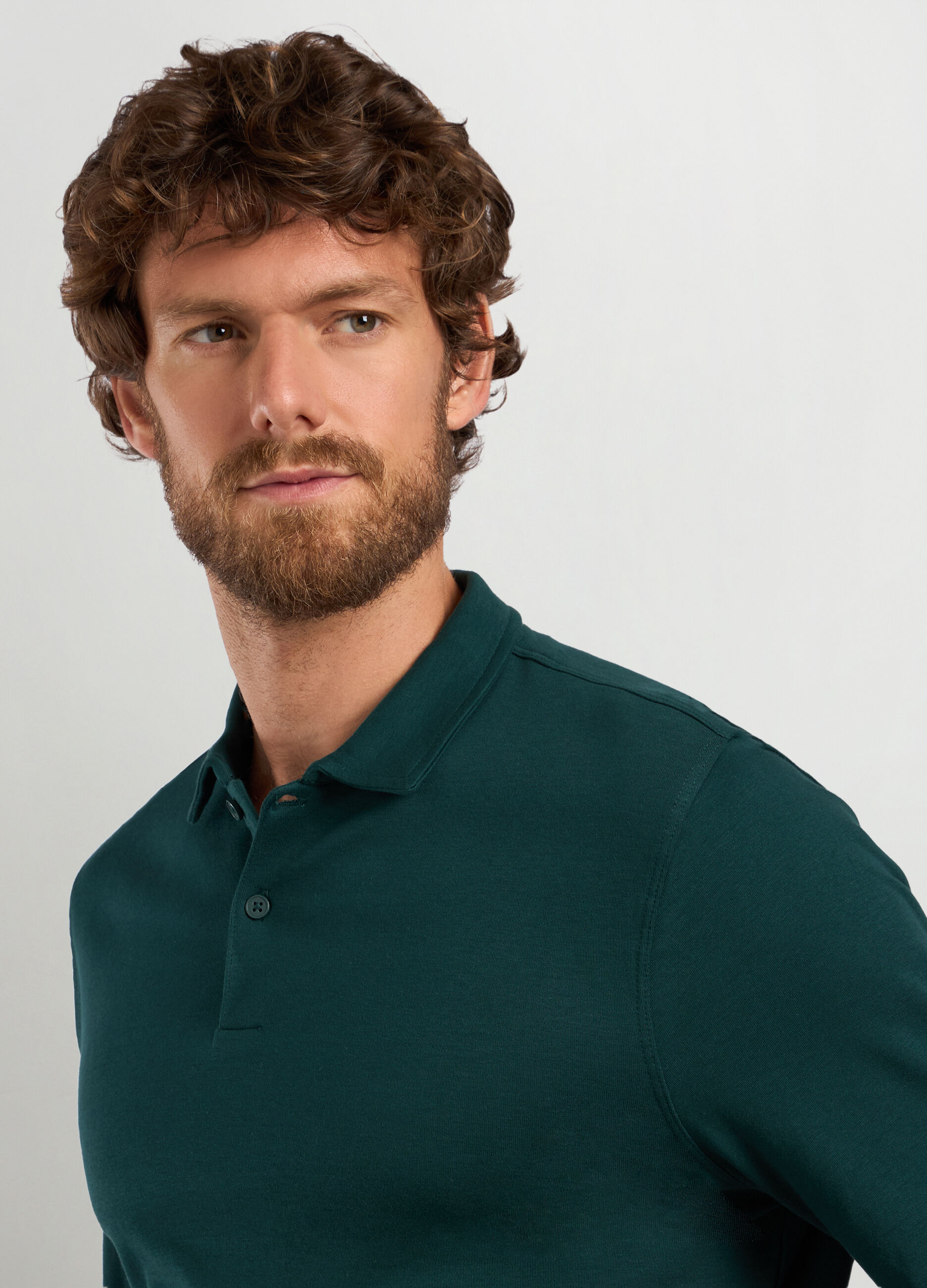 Polo a maniche lunghe in puro cotone uomo_2