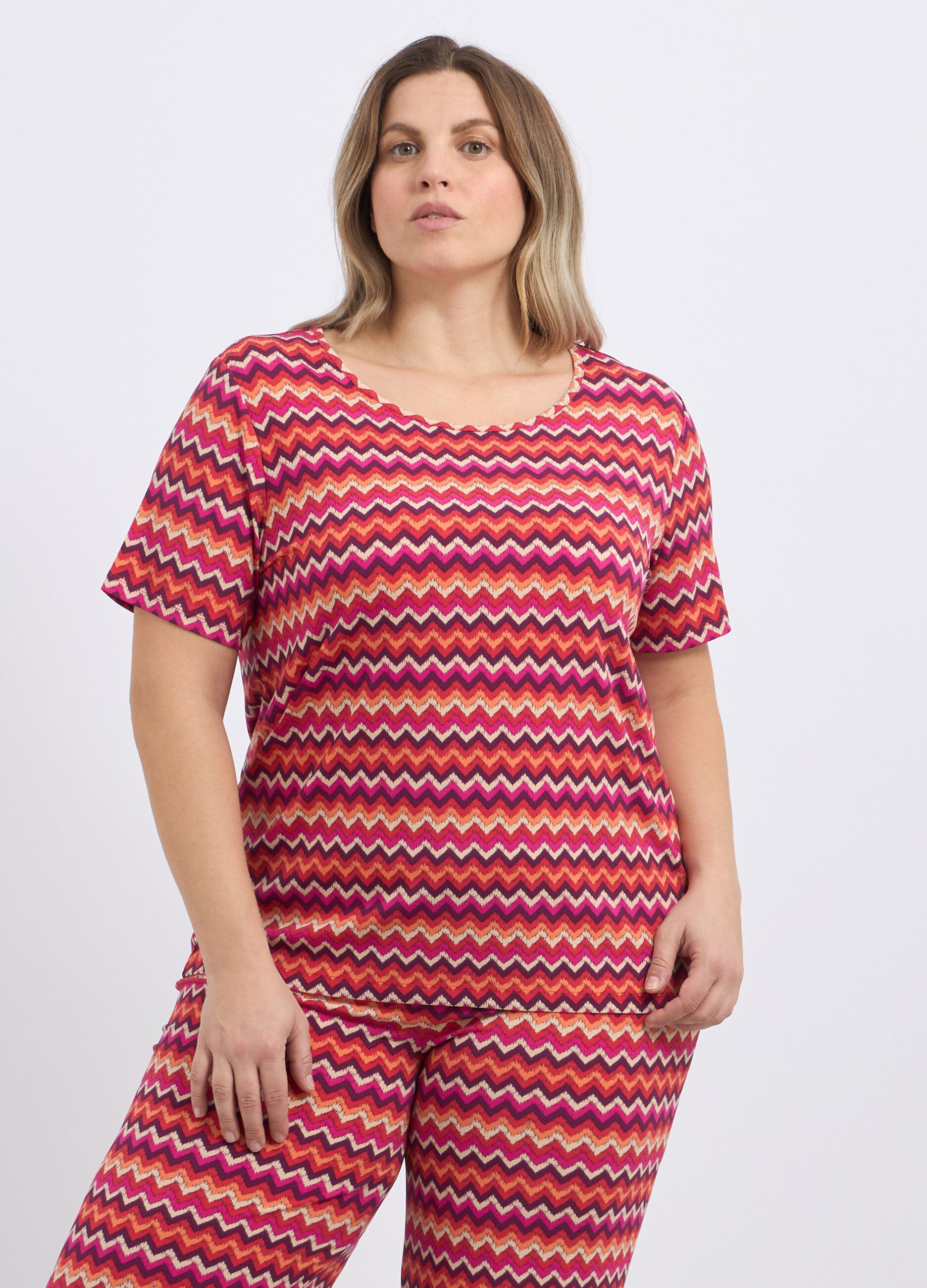 T-shirt stretch con stampa donna_0