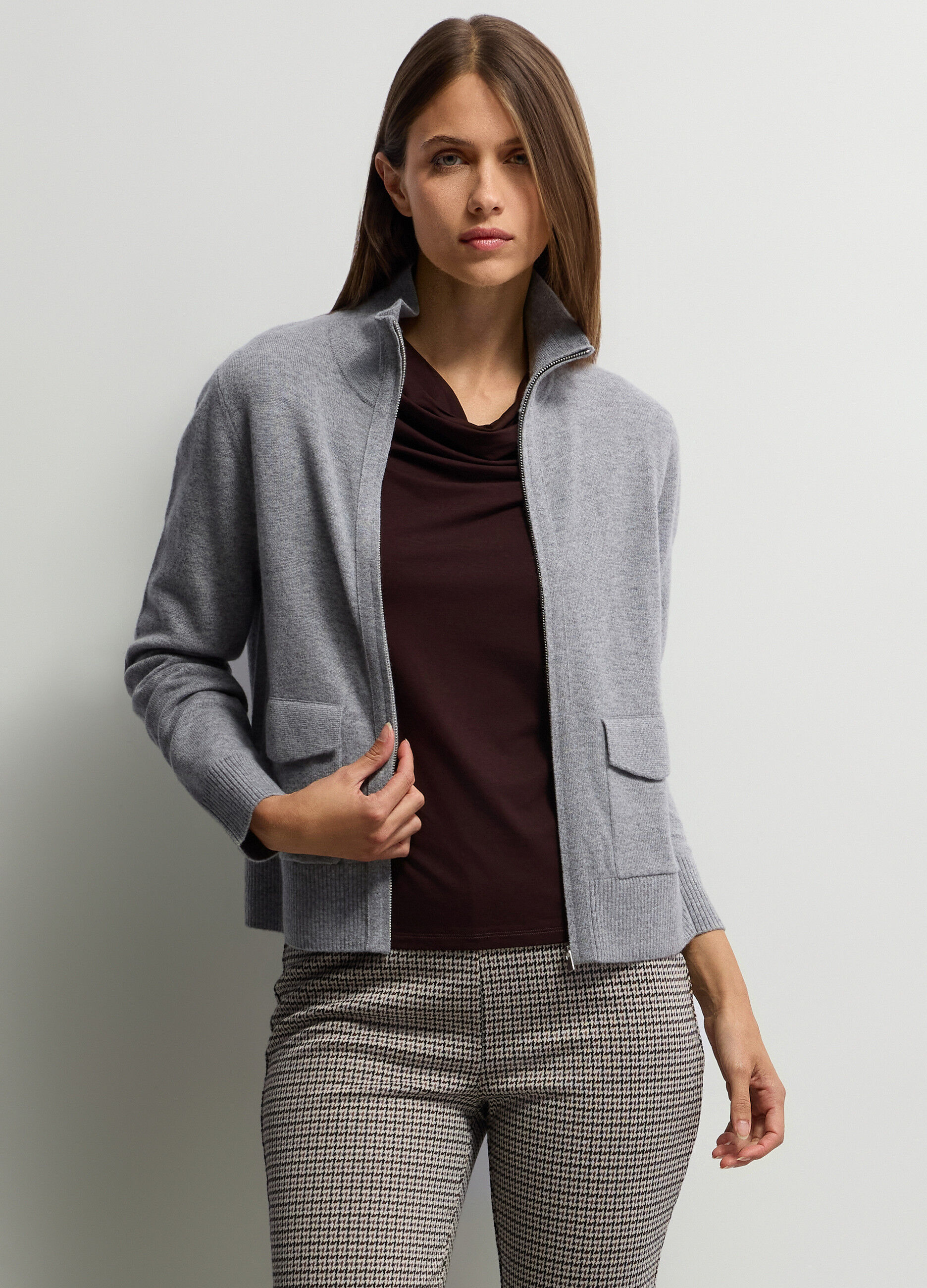 Cardigan full zip misto cashmere dona_0