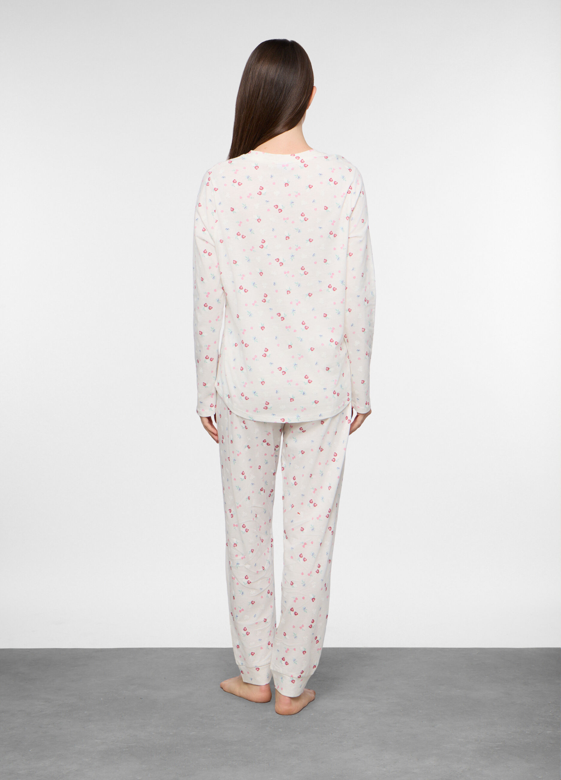 Set pigiama lungo in jersey di cotone misto viscosa donna_1