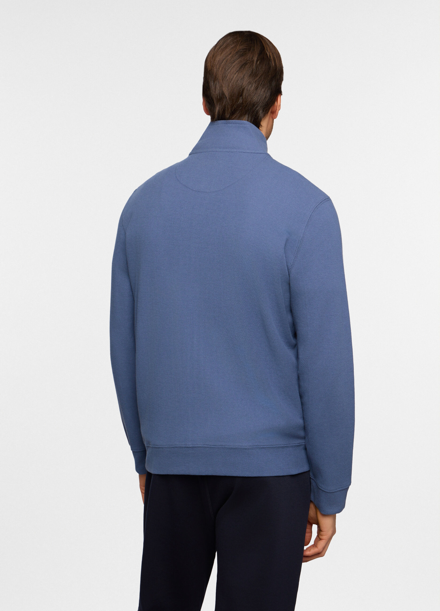 Felpa con zip in maglia di cotone uomo_1