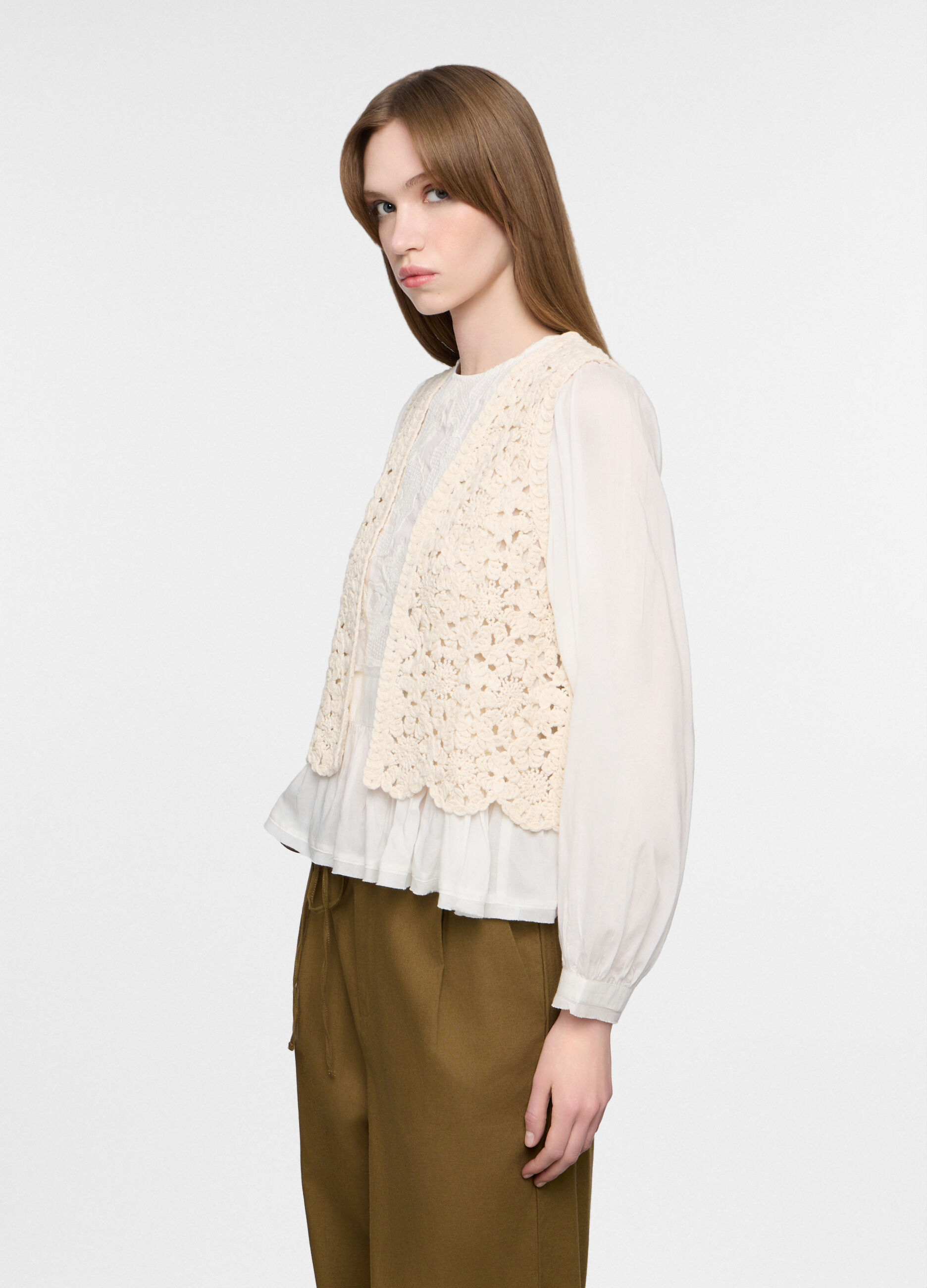 Gilet jaquard in puro cotone donna_0