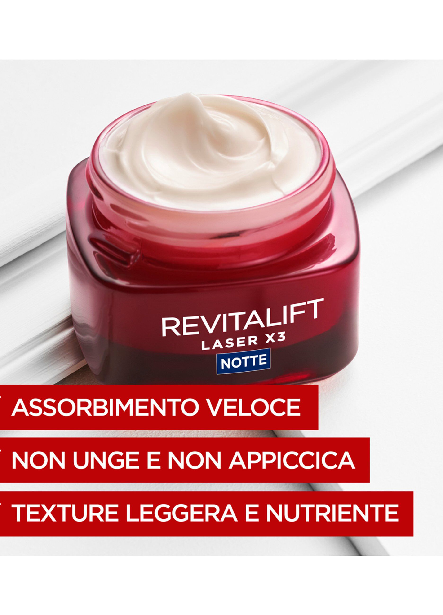 L'Oréal Paris Crema Viso Notte Revitalift Laser X3, Azione Antirughe Anti-Età con Acido Ialuronico e Pro-Xylane, 50 ml._4