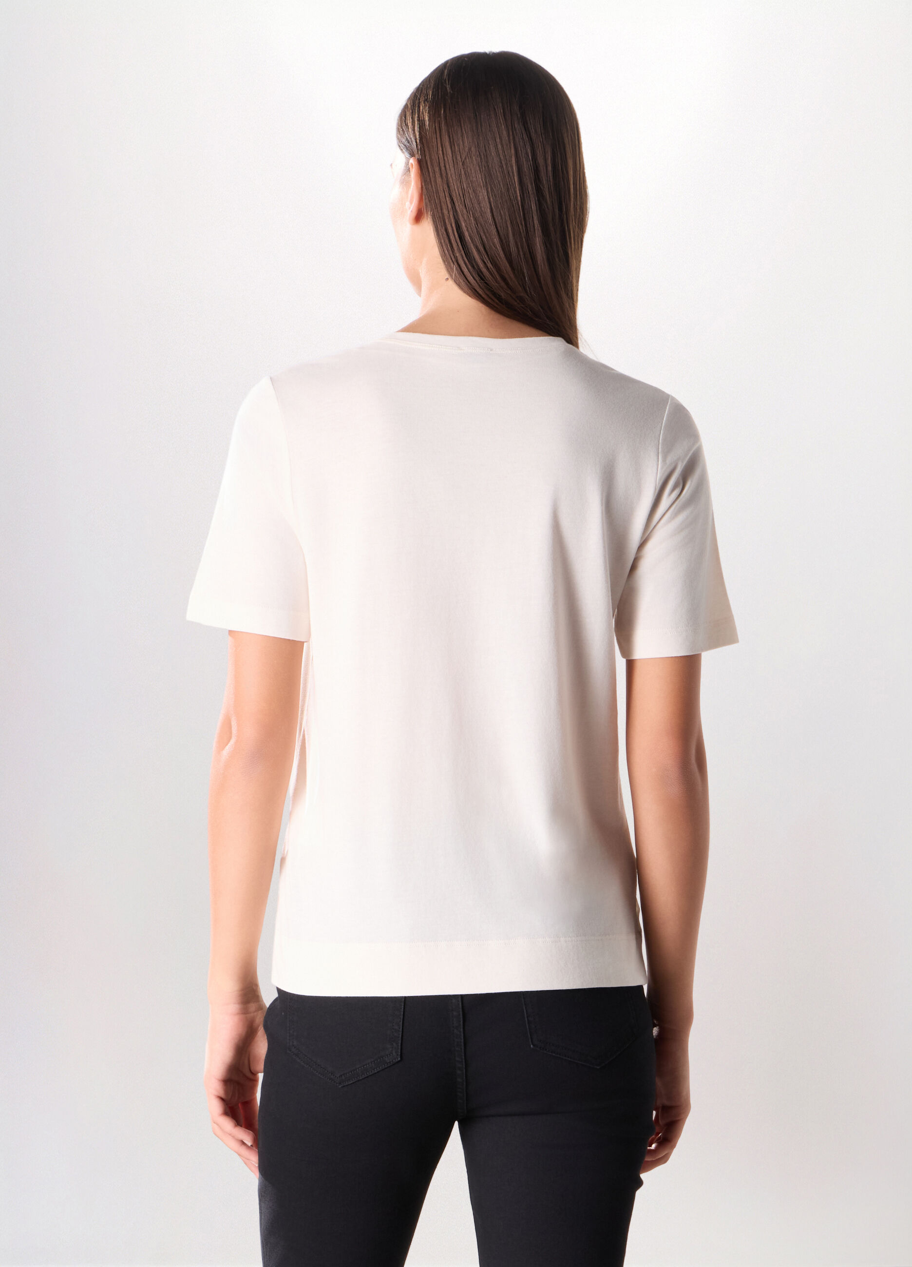 T-shirt in jersey di misto cotone donna_1