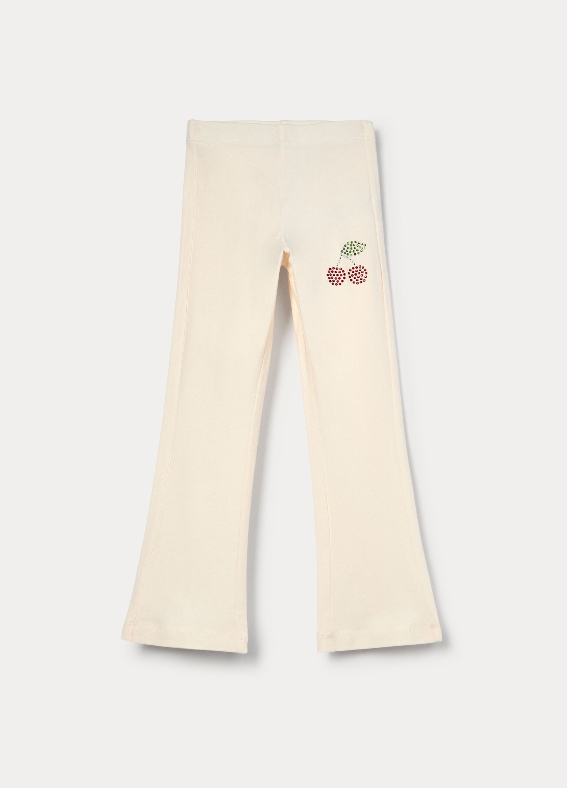 Leggings flare fit in jersey di cotone stretch bambina_0