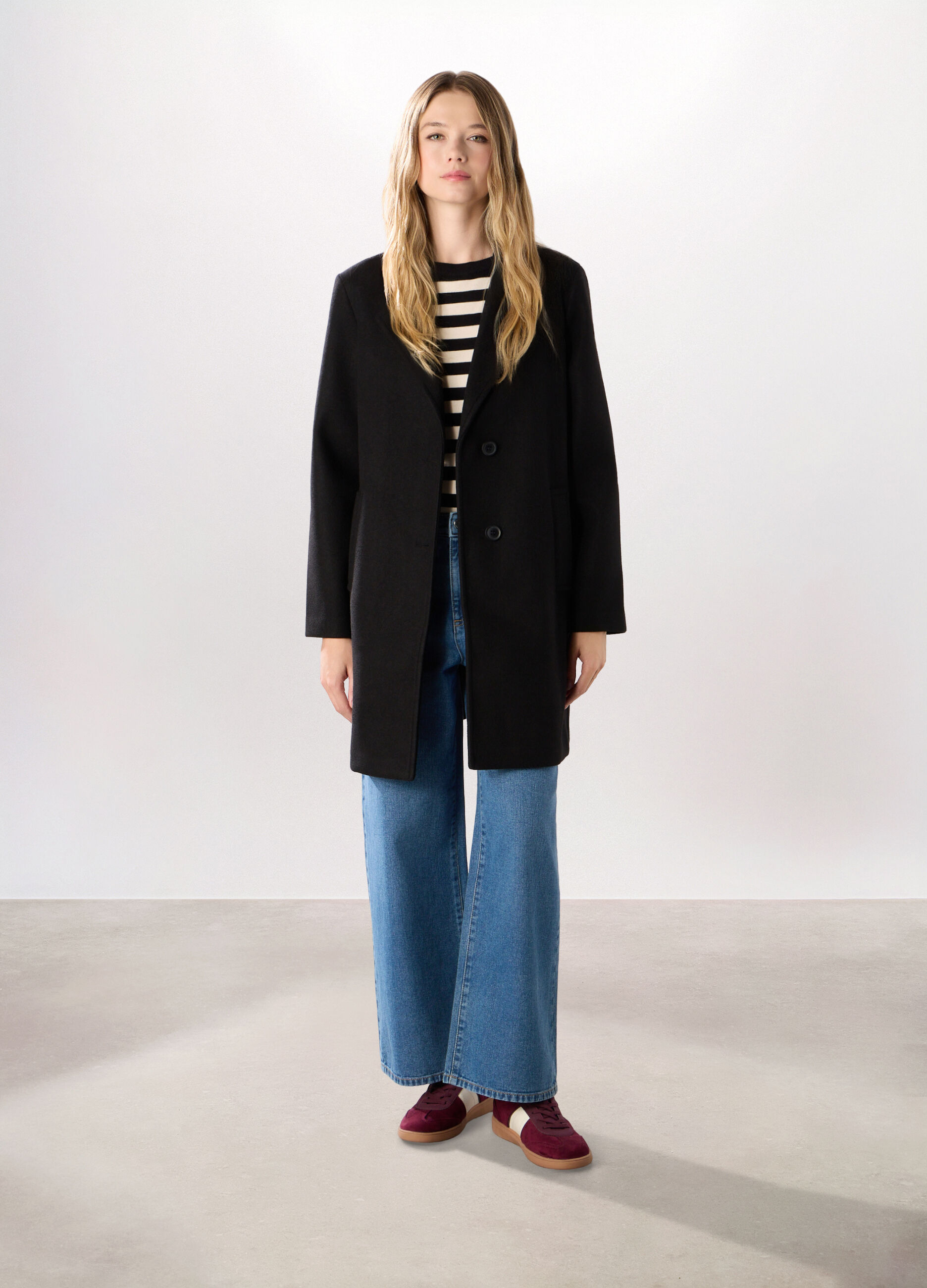 Cappotto con colletto reverse donna_0