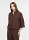 Camicia con fit over con collo classico in misto lino donna_0