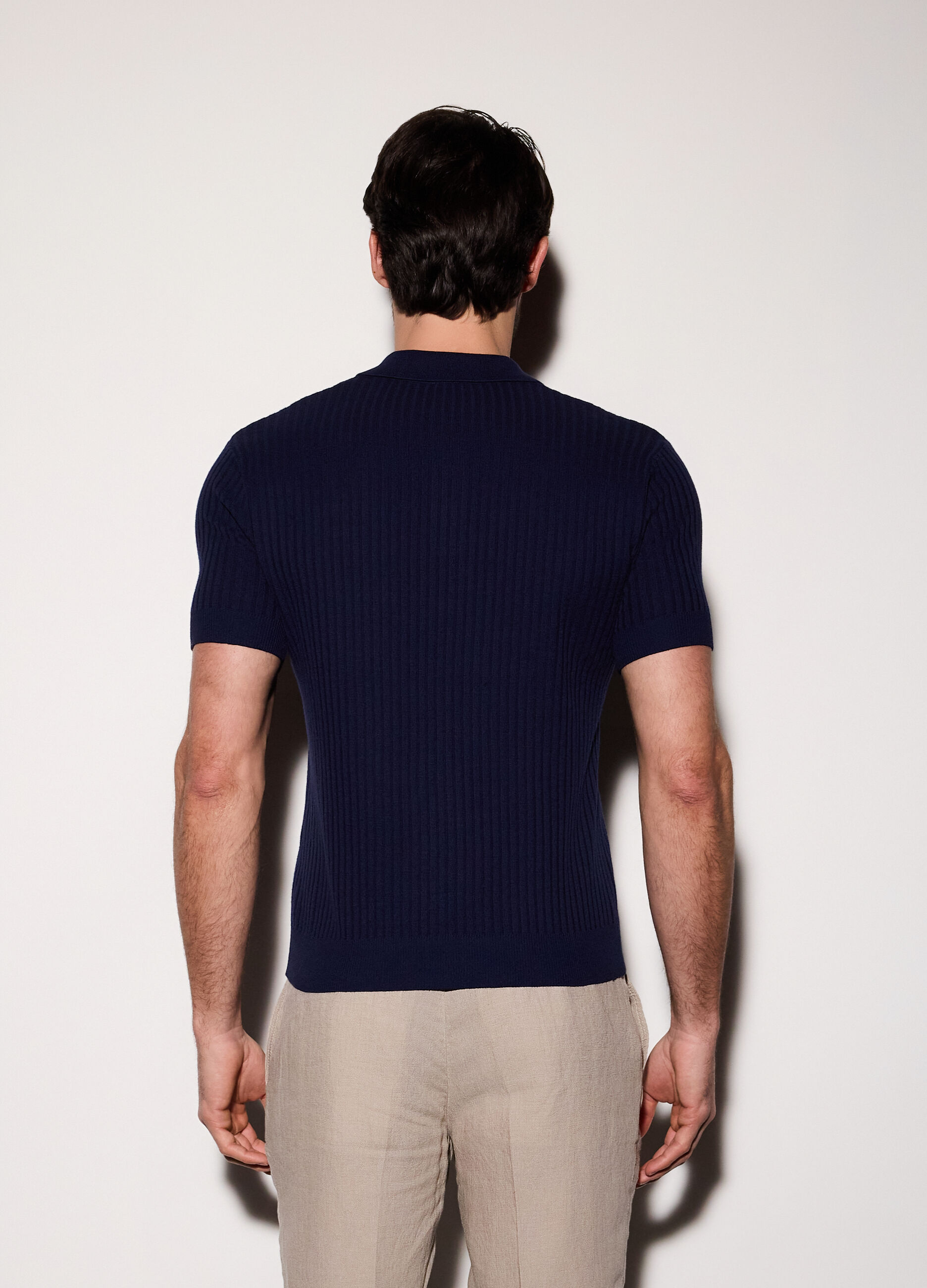 Polo a maniche corte in cotone a coste uomo_1