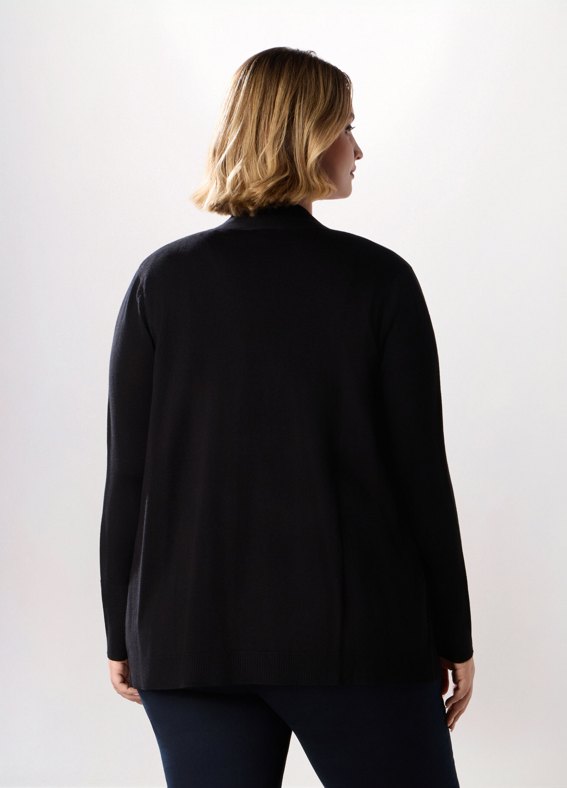 Cardigan aperto in misto viscosa donna curvy_1