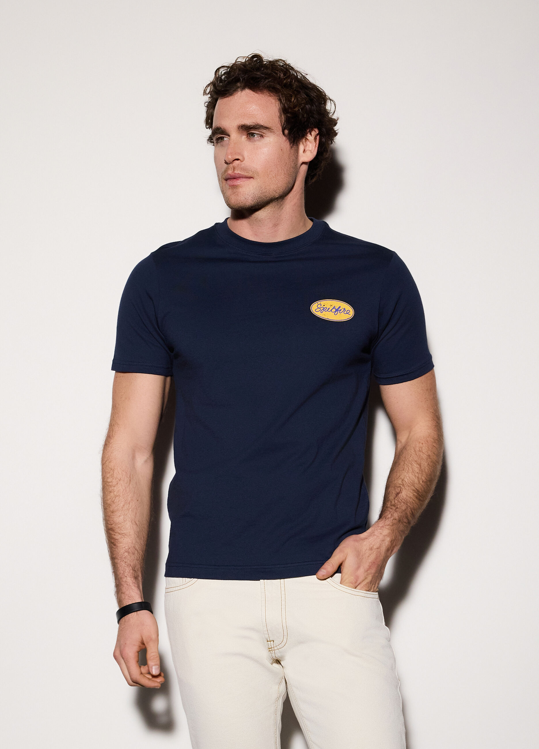 T-shirt in jersey di cotone con logo uomo_0