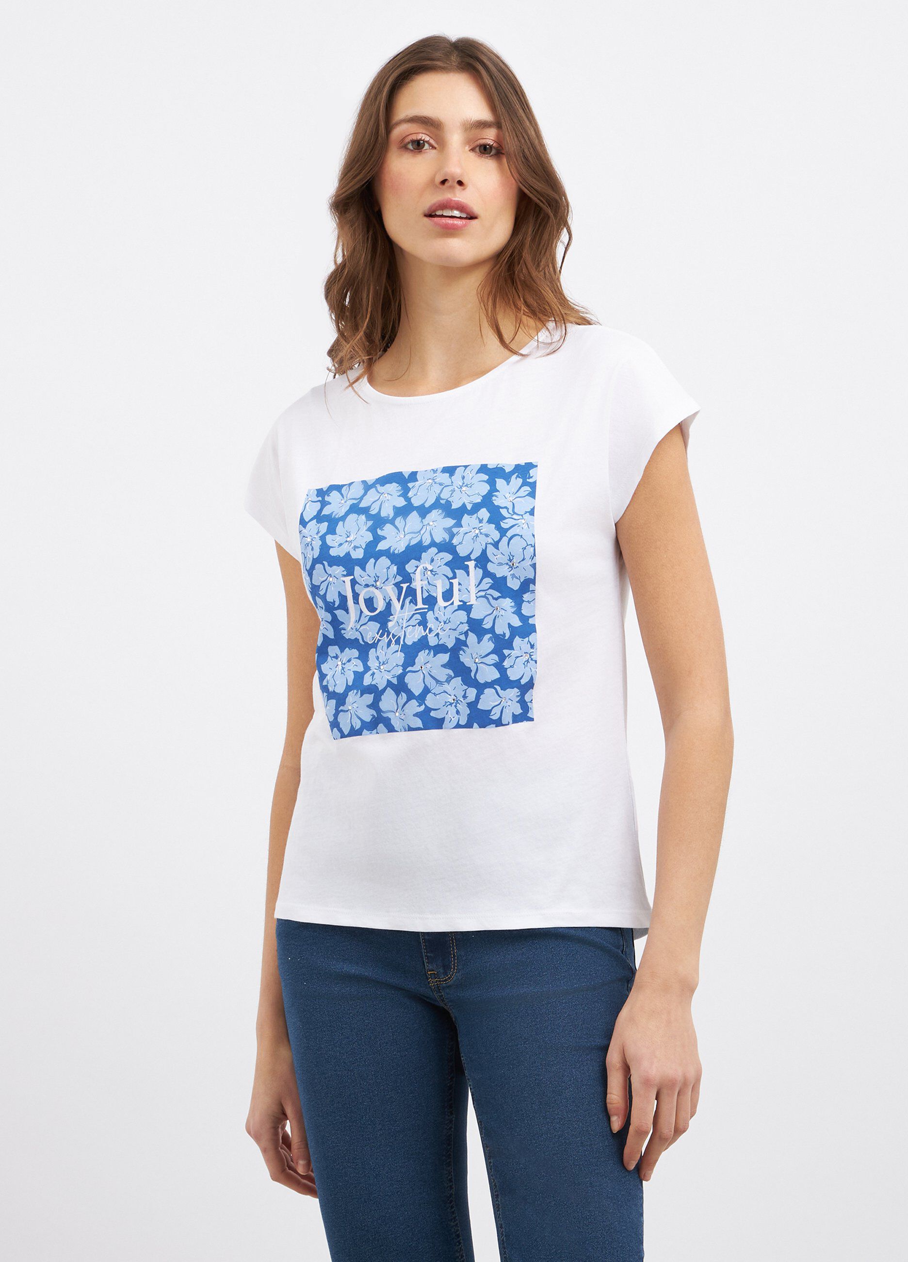 T-shirt in puro cotone con stampa donna_0