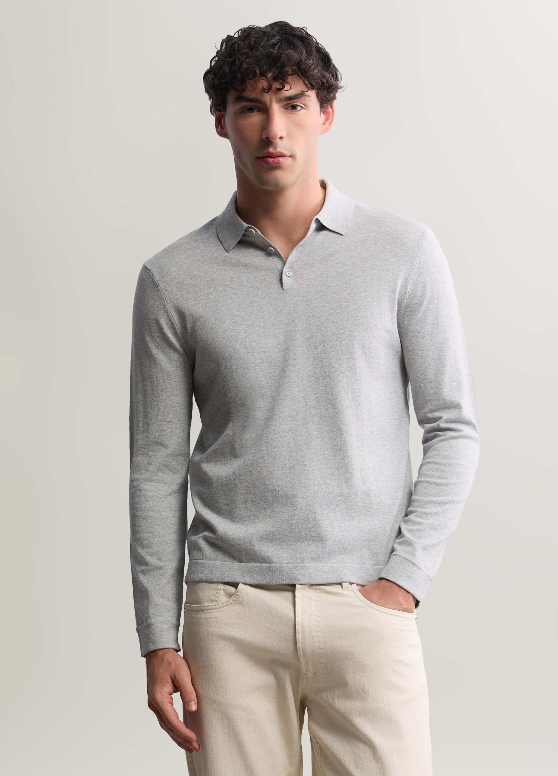 Polo a maniche lunghe in maglia uomo_0