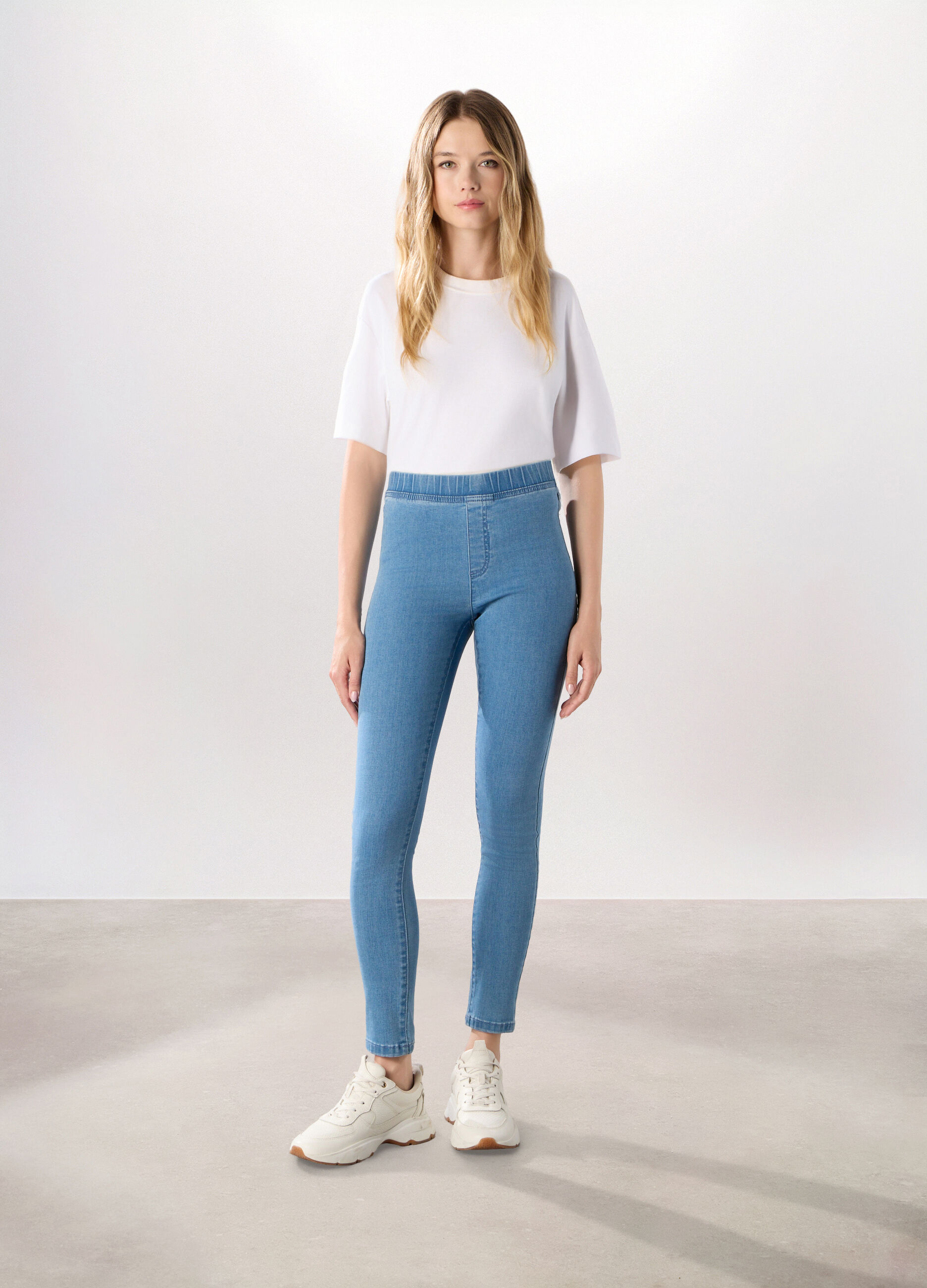 Jeggings in stretch denim misto cotone donna_0
