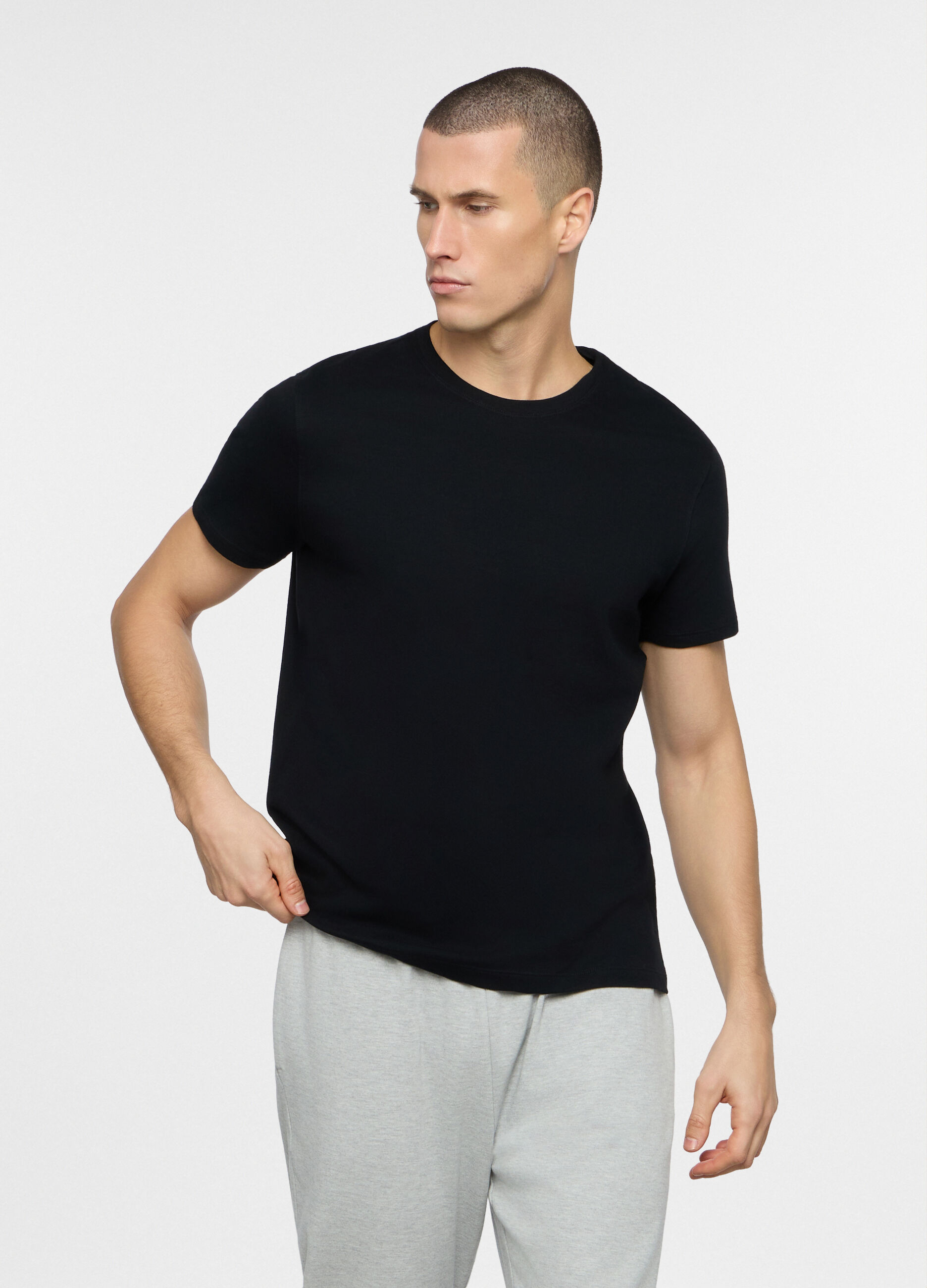 T-shirt girocollo in interlock di cotone uomo_0