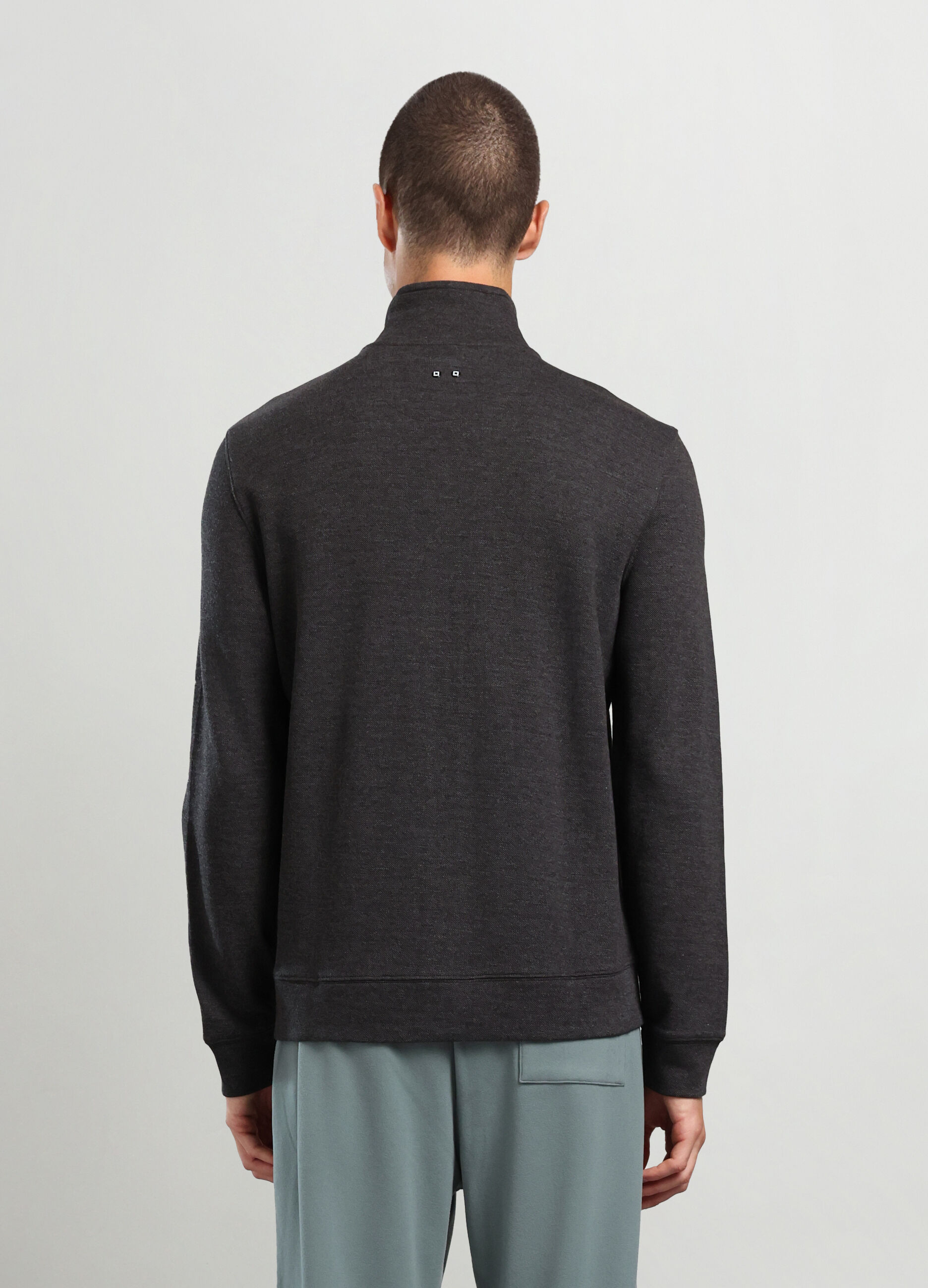 Felpa lupetto in piquet di cotone uomo_1