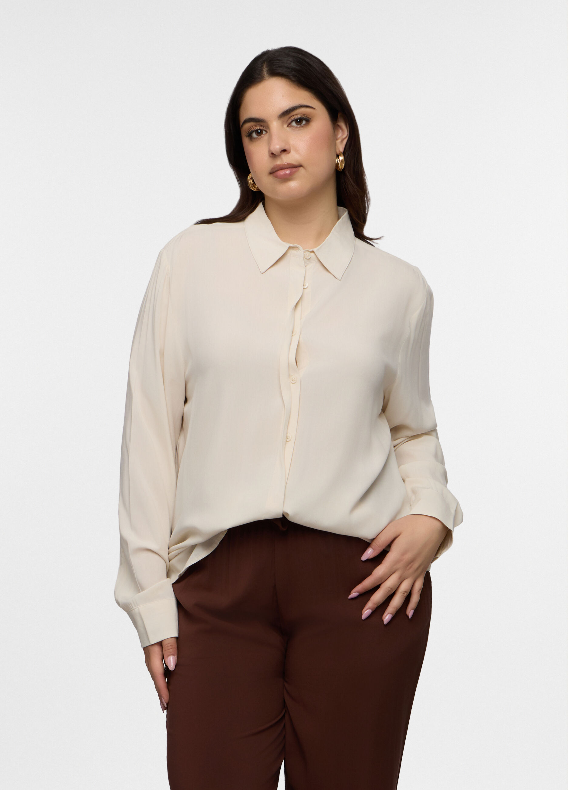 Camicia Fit Regular con colletto alla francese in pura viscosa donna curvy_0