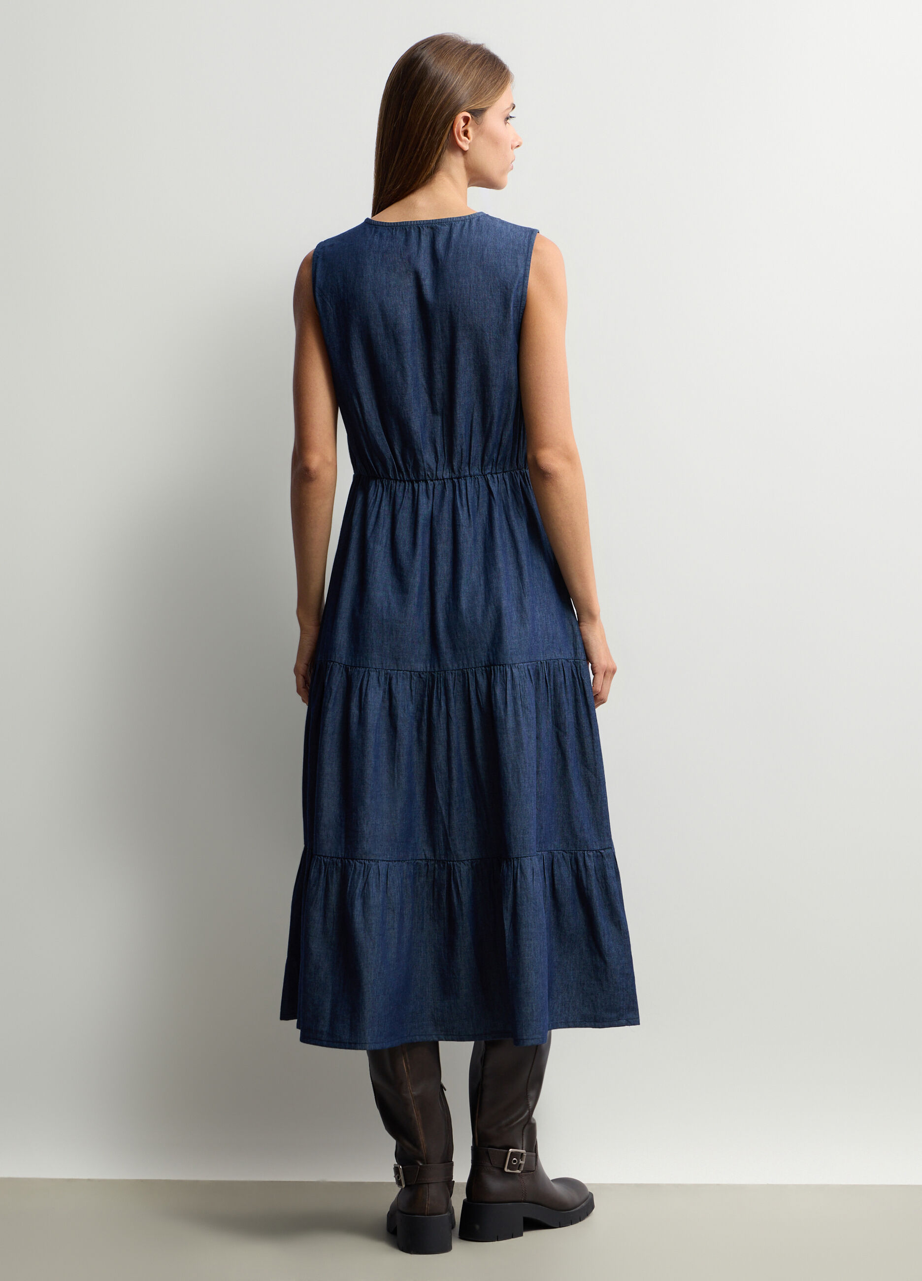 Abito lungo in chambray di puro cotone donna_1