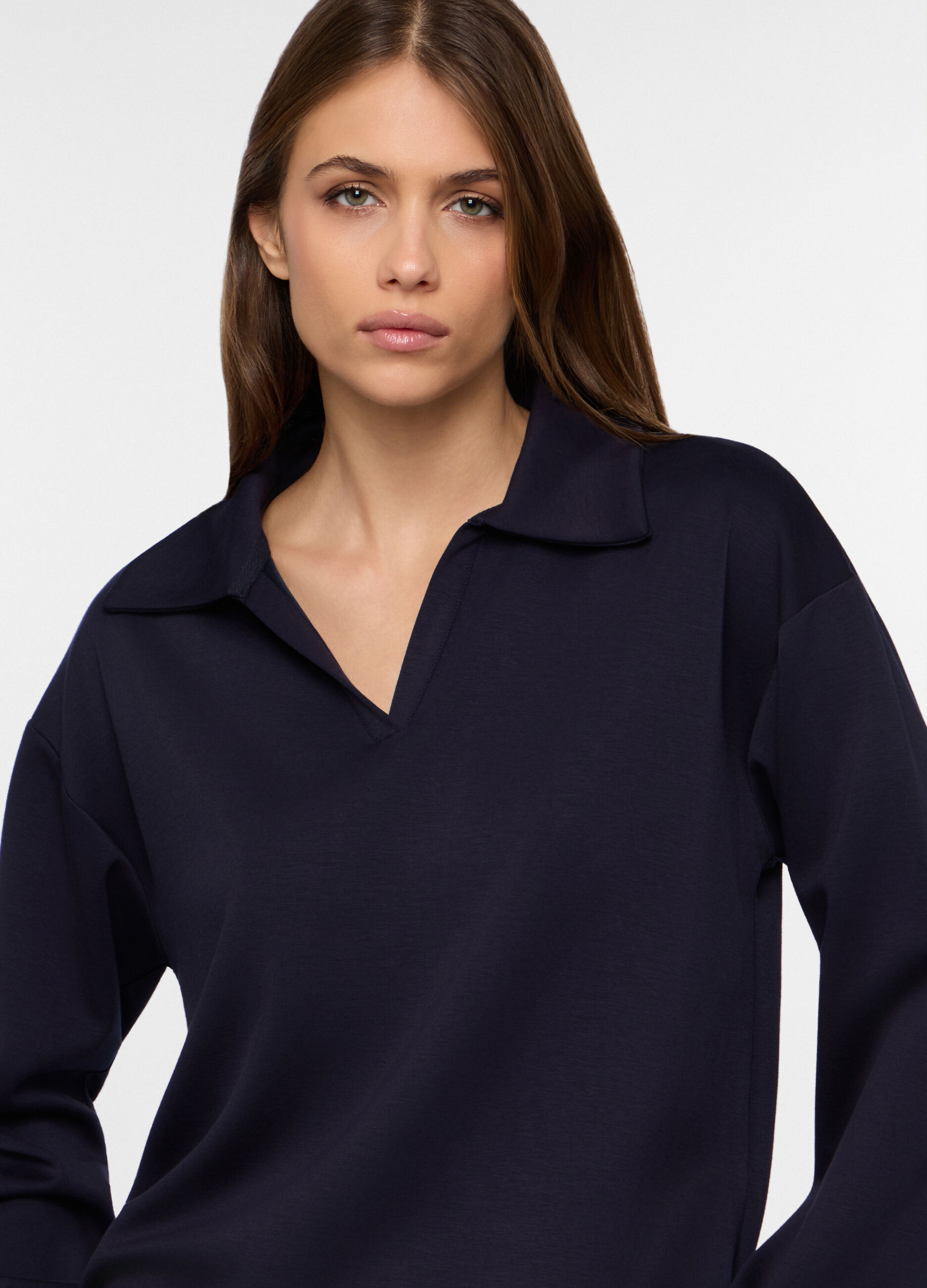 T-shirt con scollo a V stretch donna_2