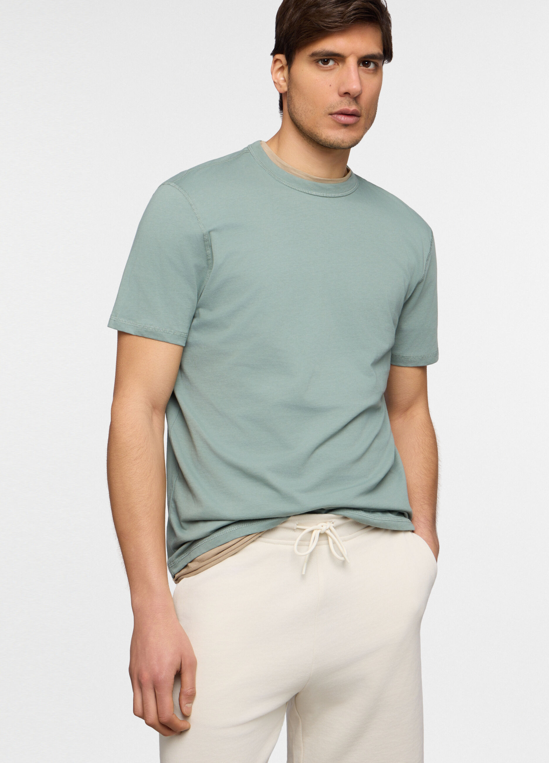 T-shirt girocollo in jersey di cotone uomo_0