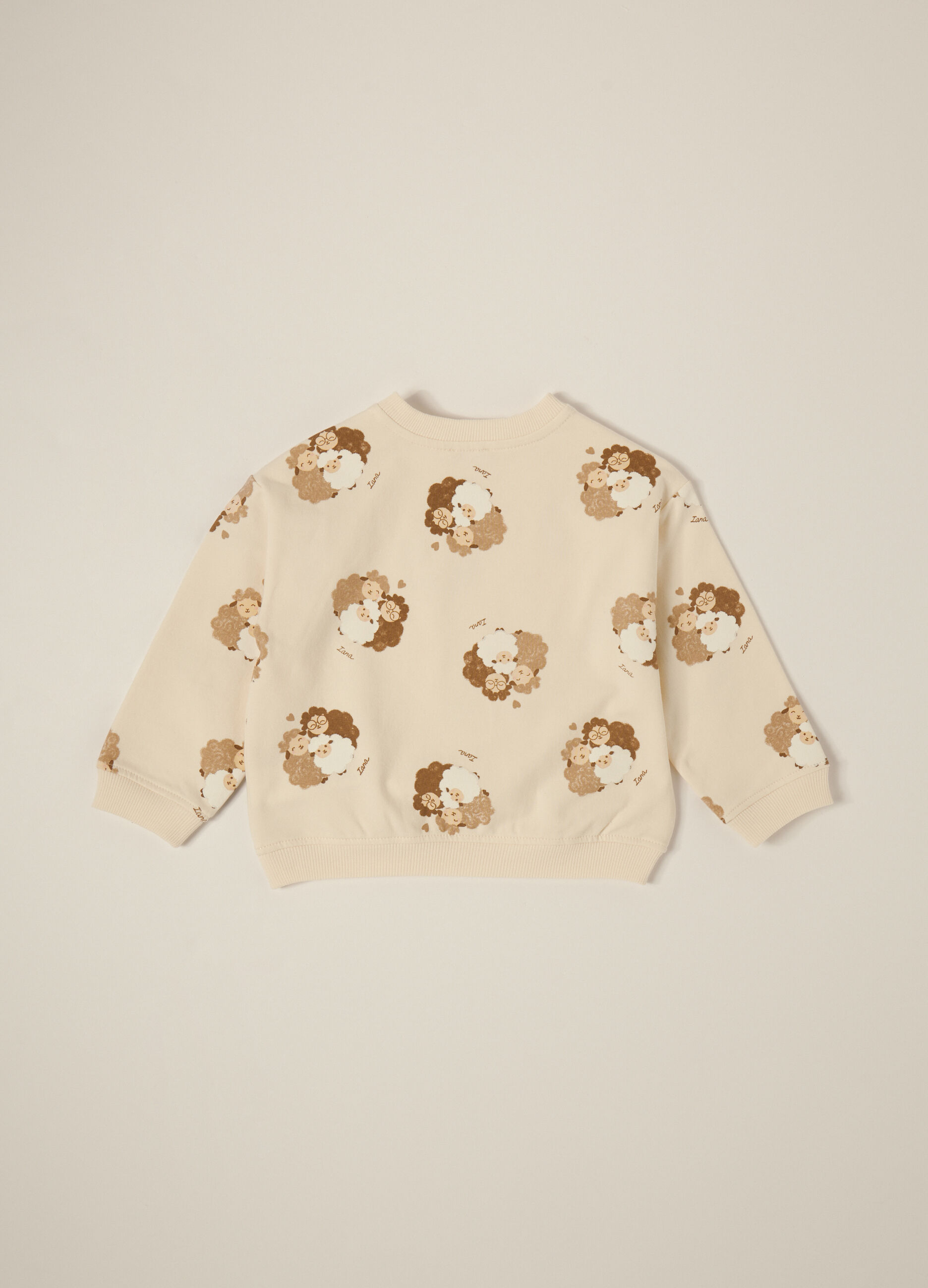 Felpa beige a girocollo per neonato_1