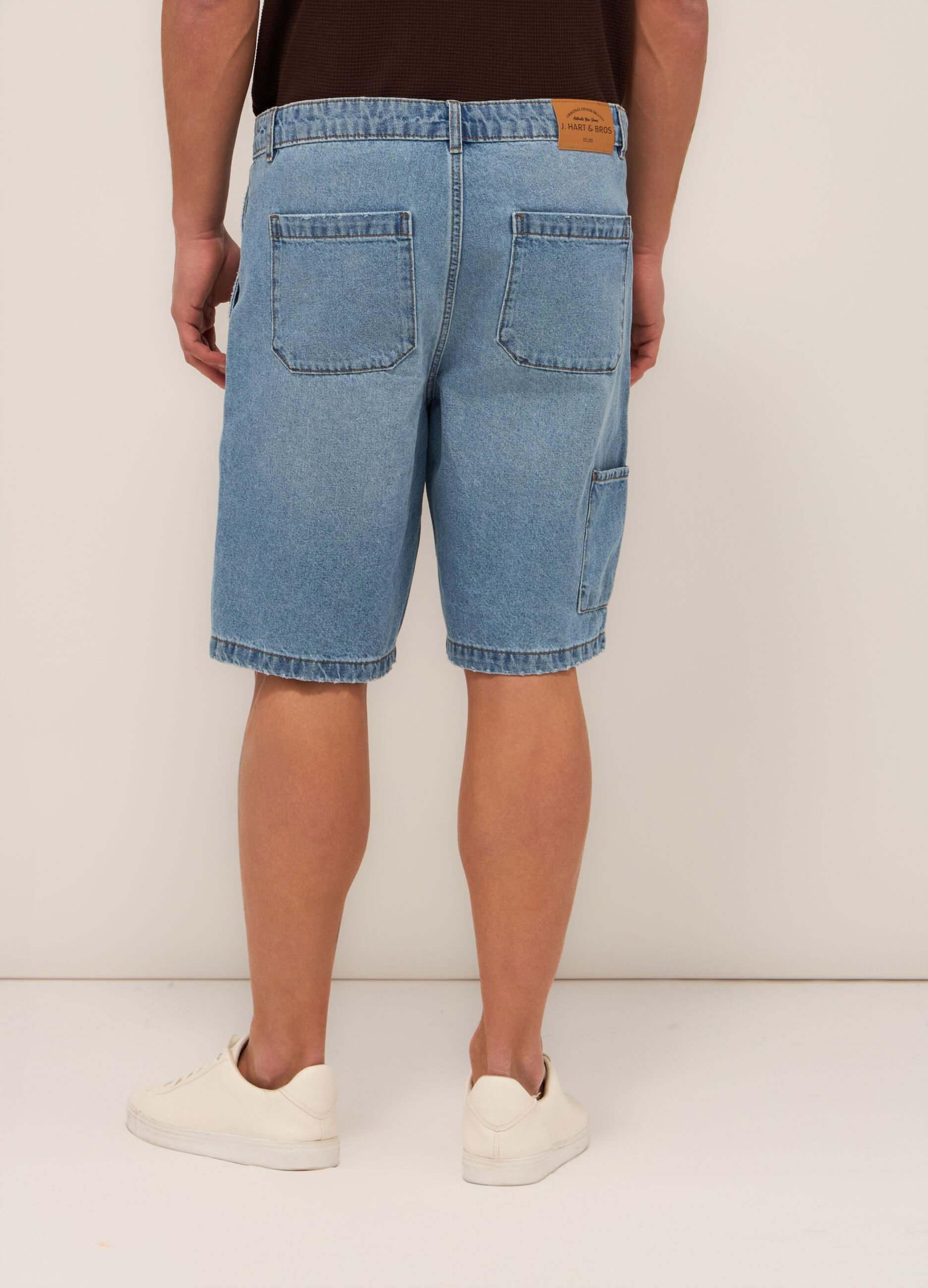Shorts cargo in denim di cotone uomo_1