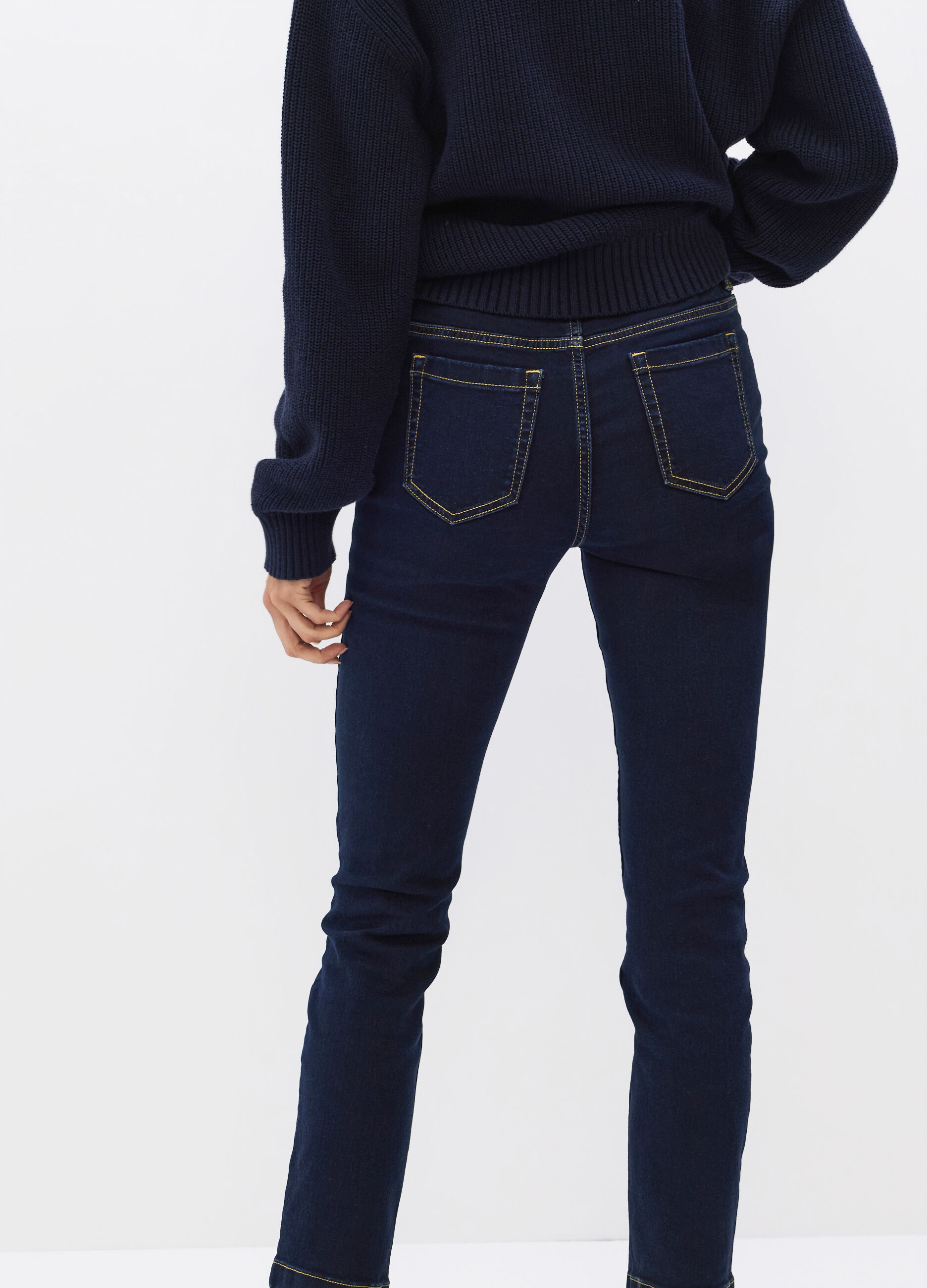 Pantaloni Slim Fit in denim stretch misto cotone donna_1