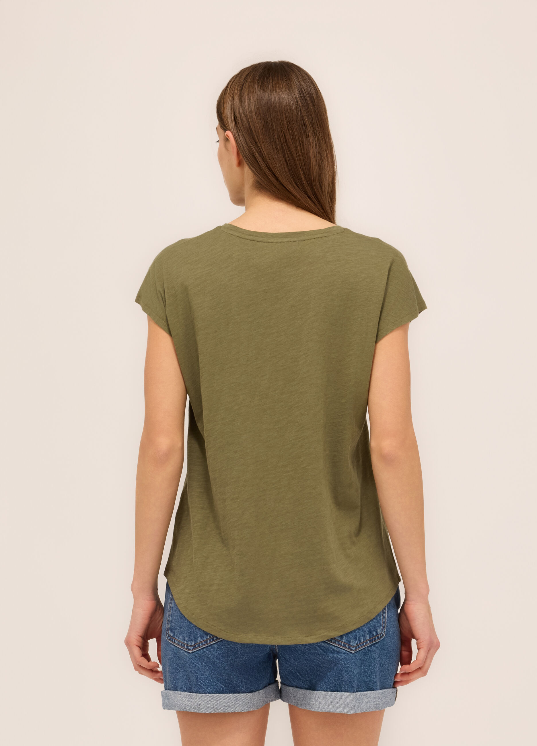 T-shirt in jersey slub di puro cotone donna_1
