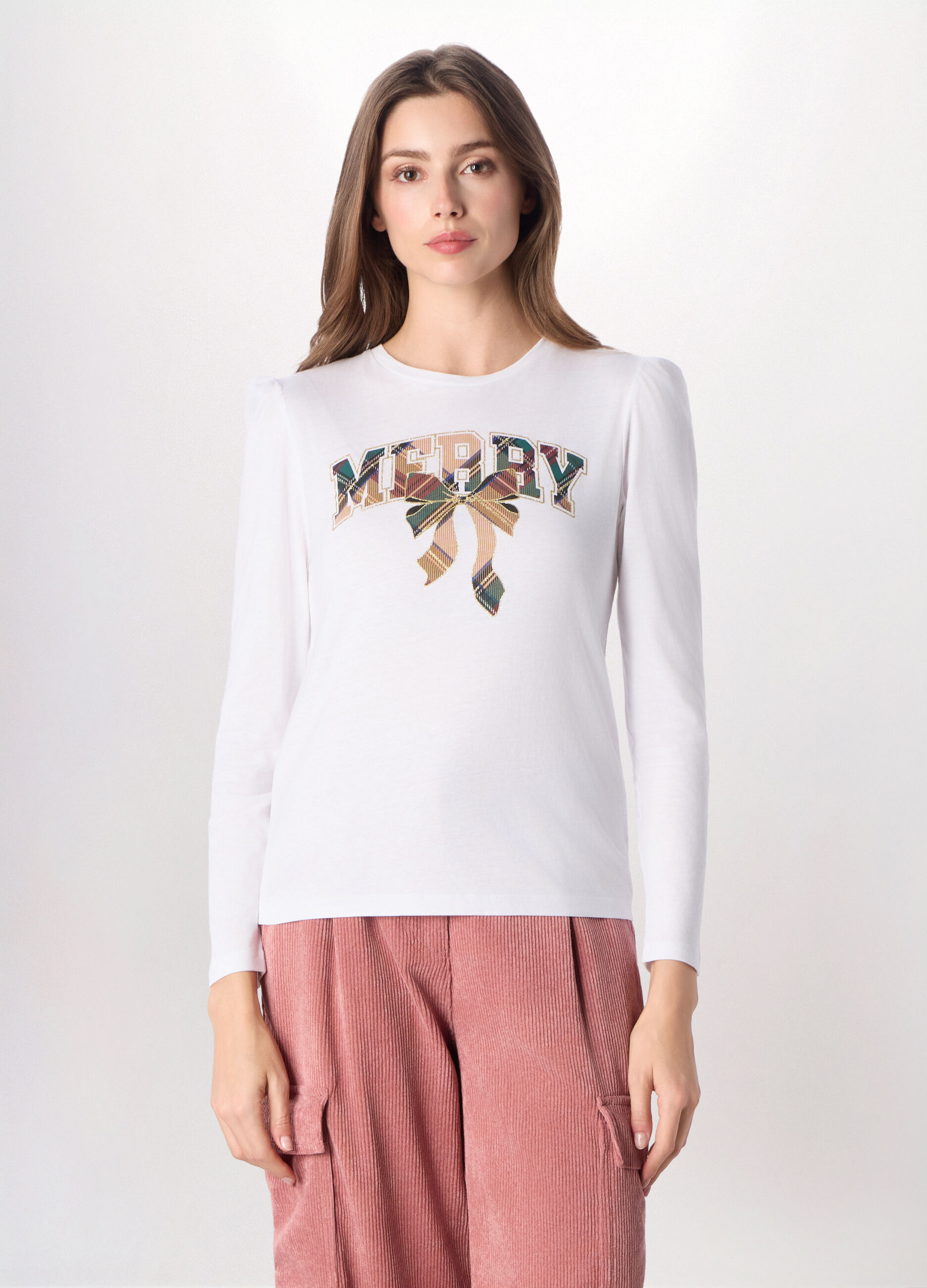 T-shirt in jersey di puro cotone donna_0