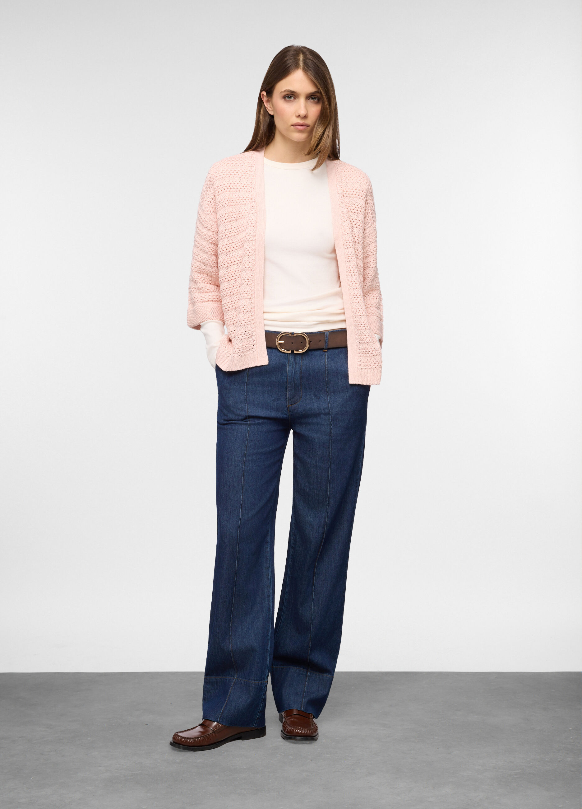 Cardigan aperto jaquard donna_0