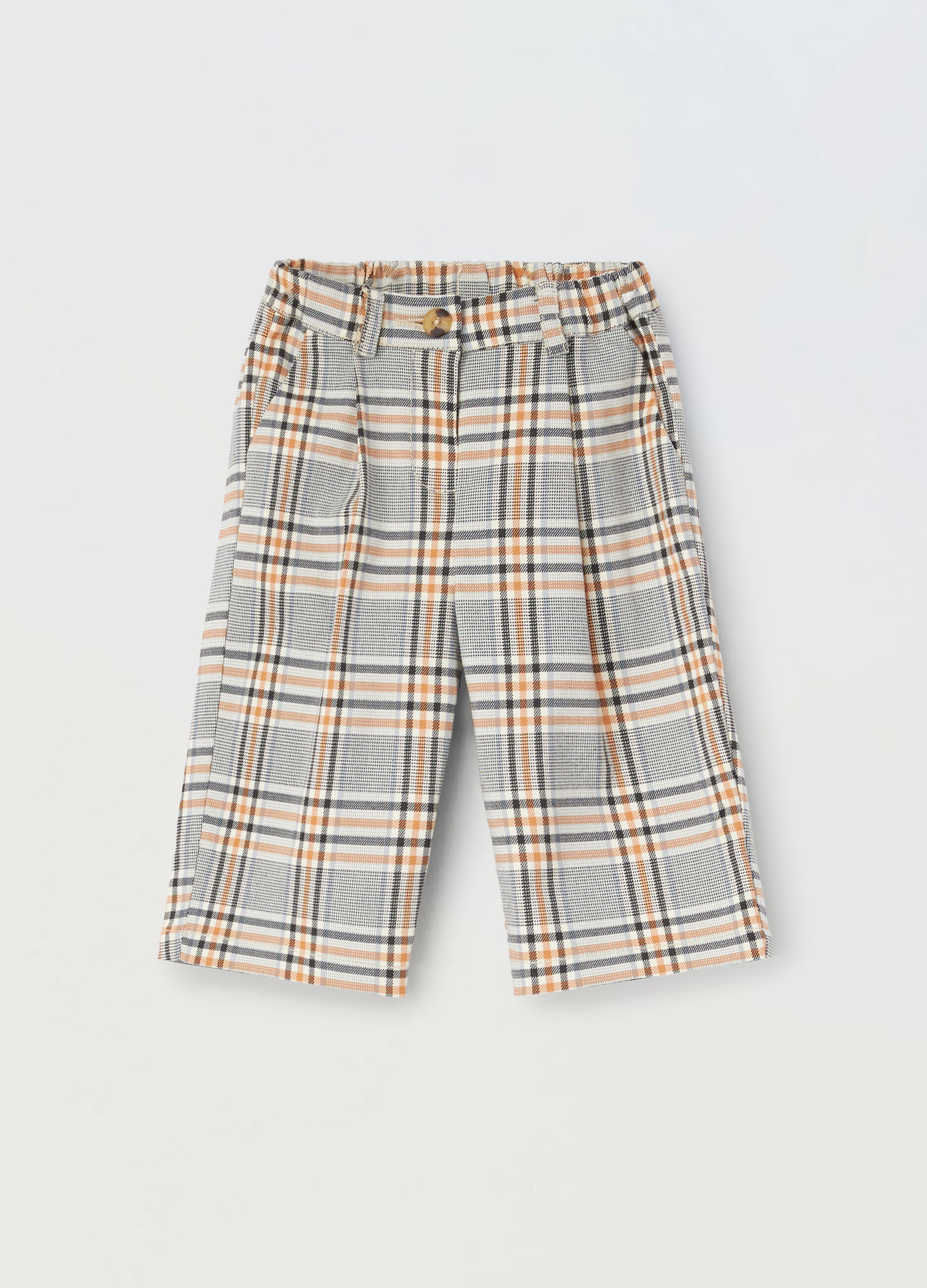 Pantaloni misto viscosa a quadri neonata_0