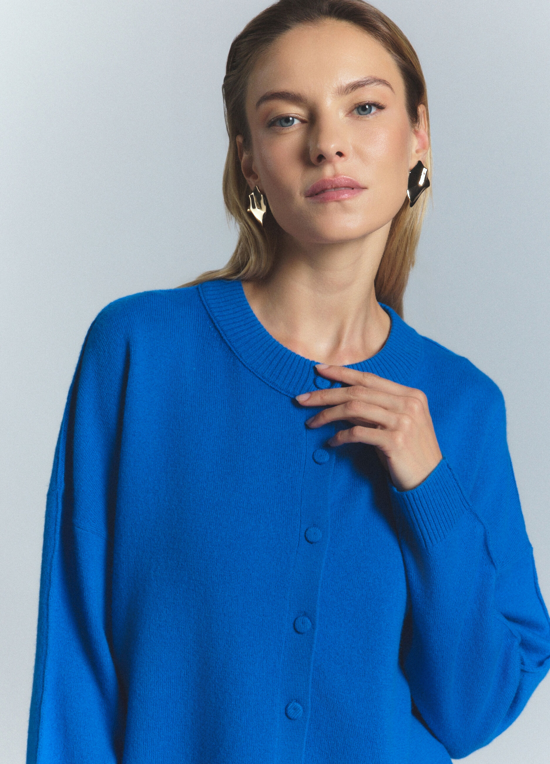 Cardigan girocollo rasato donna_4